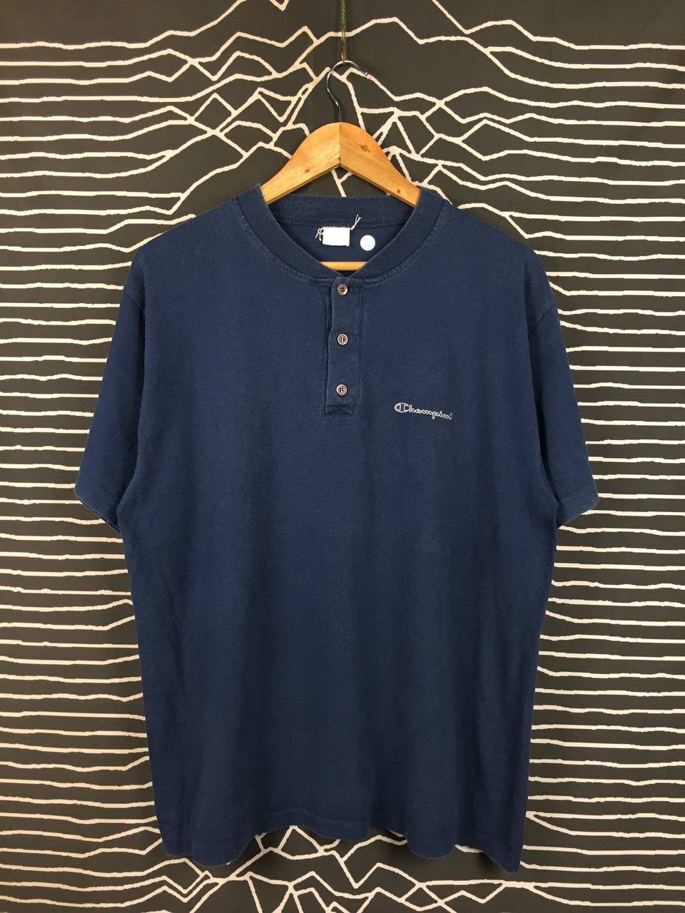 Champion Vtg 90s Champion Authentic Script Logo Henley Tee Size US L / EU 52-54 / 3 - 1 Thumbnail