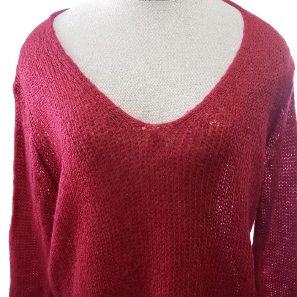 Designer CT772 Wooden Ships Ladies Red Lightweight Sweater S/M Size S / US 4 / IT 40 - 2 Thumbnail