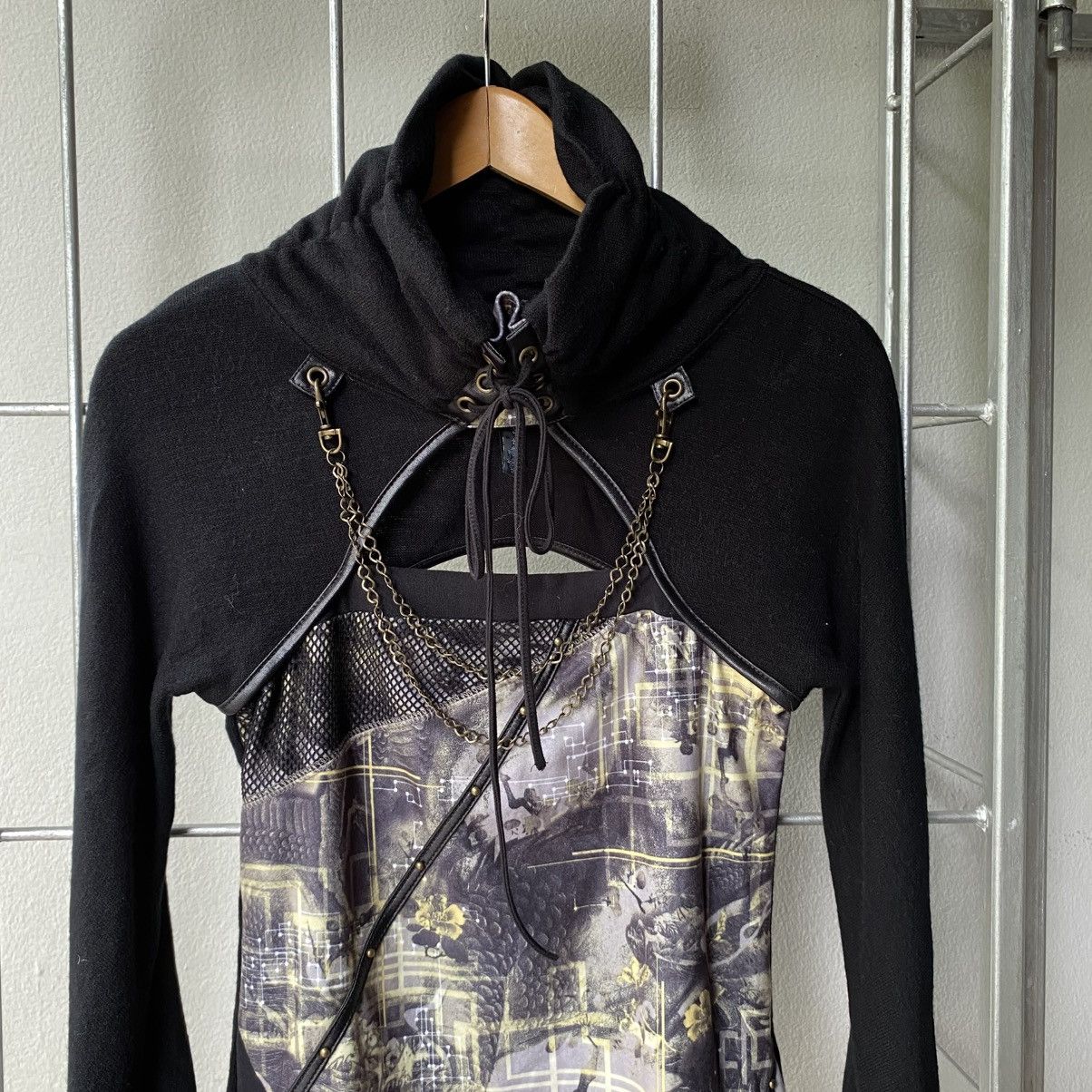 Japanese Brand OZZ CROCE Y2K Punk Black Dragon Print Layered Top Size S / US 4 / IT 40 - 15 Thumbnail