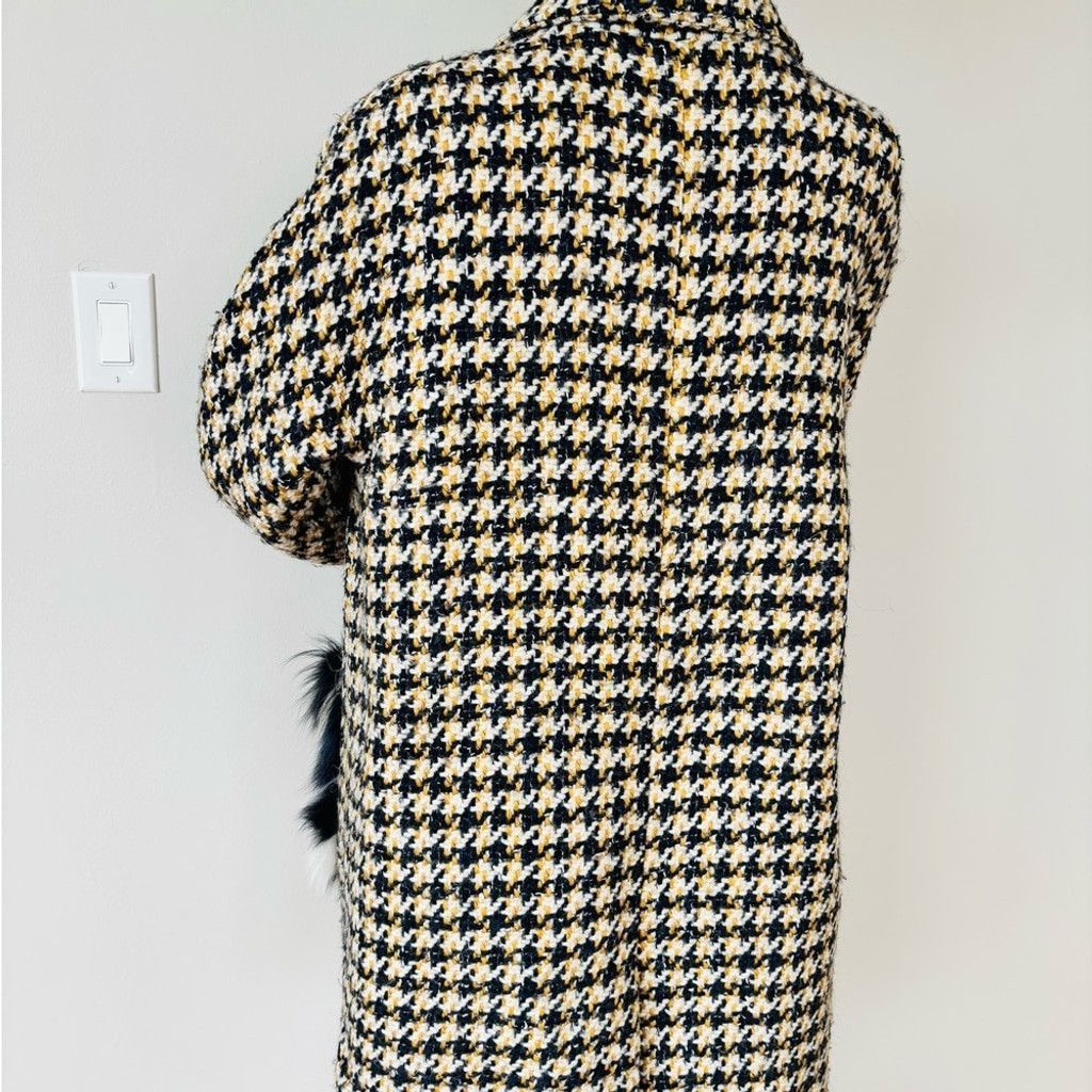 Ermanno Scervino Ermanno Scervino Tweed Houndstooth Coat with Fur Pockets Size S / US 4 / IT 40 - 8 Thumbnail