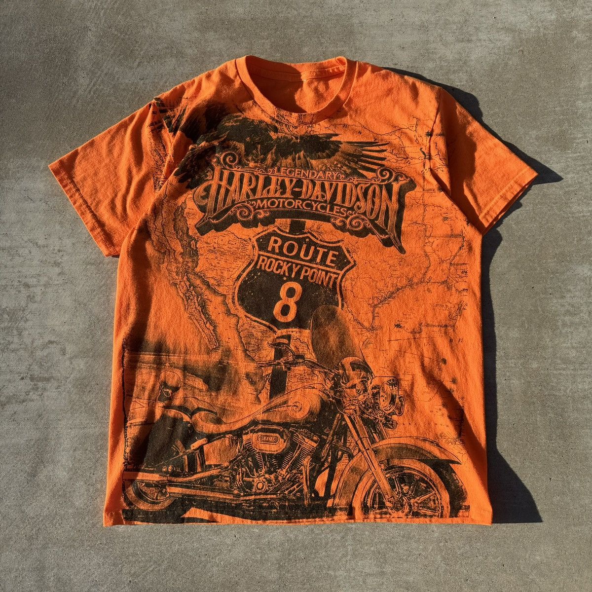 Affliction × JNCO × Tapout Vintage Y2K Grunge Crazy AOP Harley Orange Graphic Tee XL Size US XL / EU 56 / 4 - 1 Thumbnail