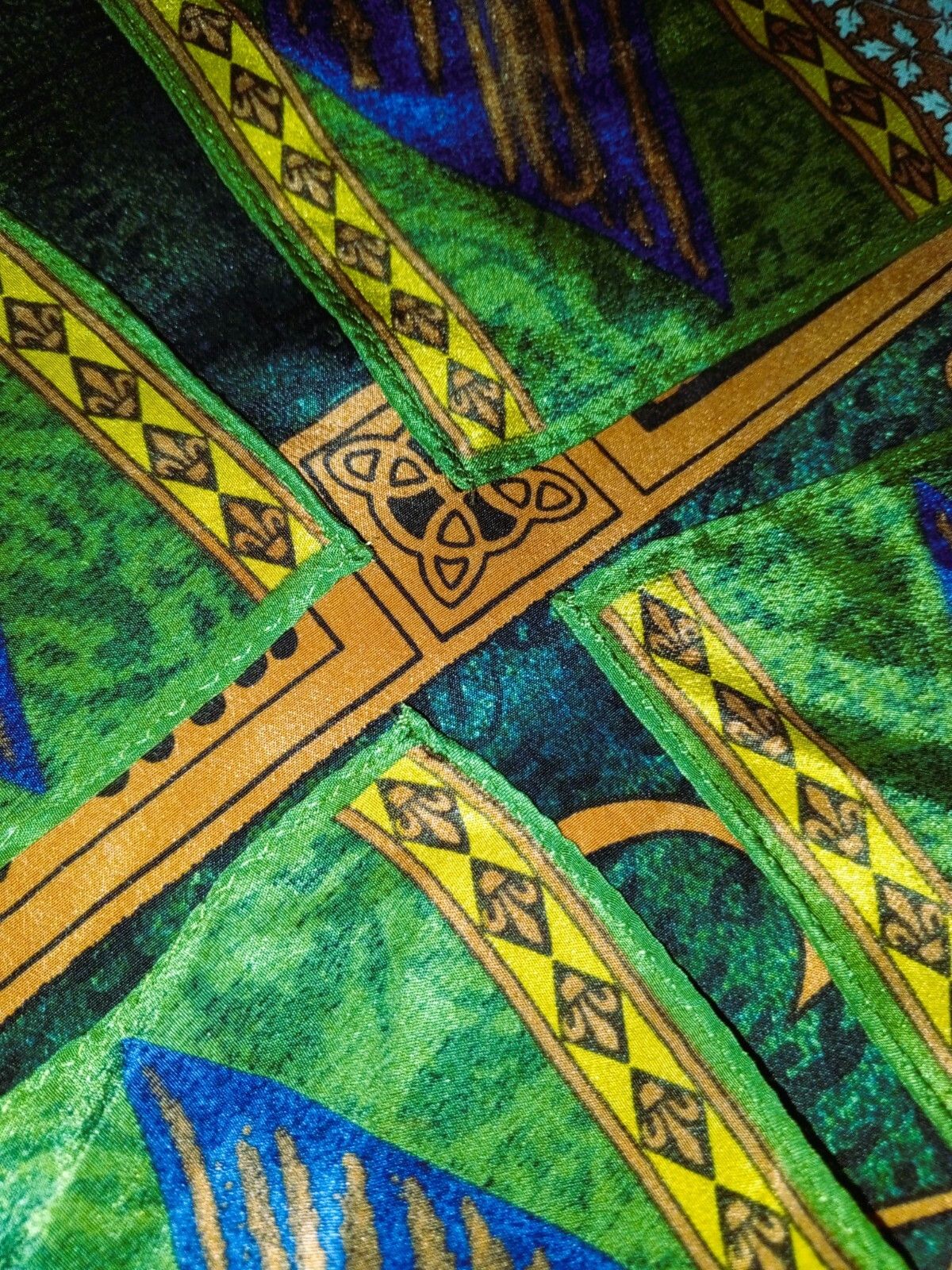 Jean Paul Gaultier JEAN-PAUL GAULTIER JPG Paris Abstract Green Brown Silk Scarf Size ONE SIZE - 10 Thumbnail
