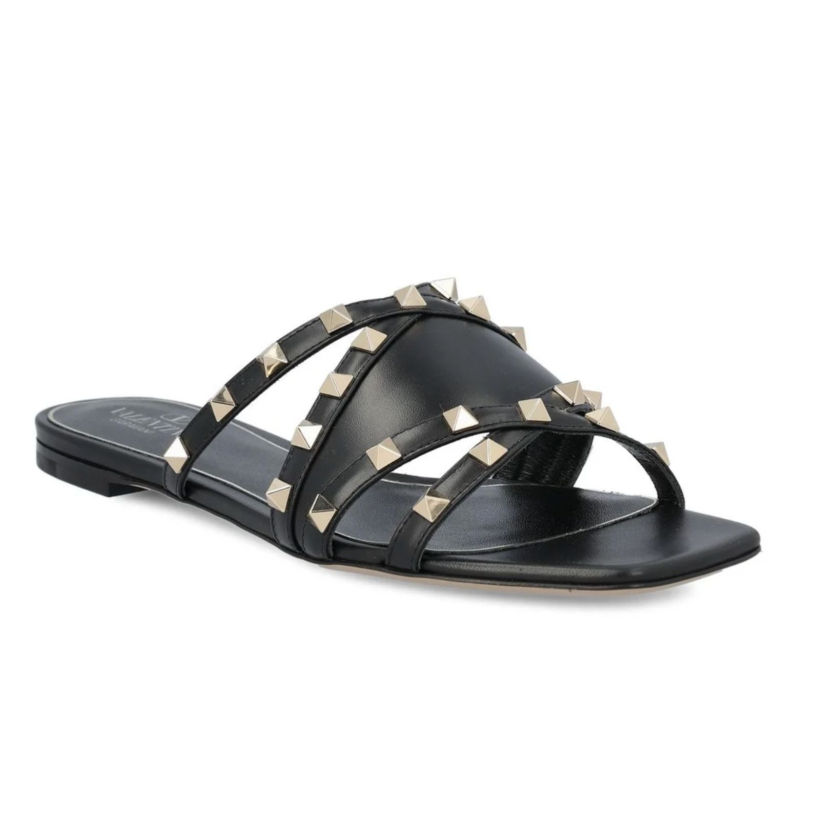 Valentino Valentino Rockstud Crisscross Strap Leather Black Slip On Size US 10 / IT 40 - 3 Thumbnail