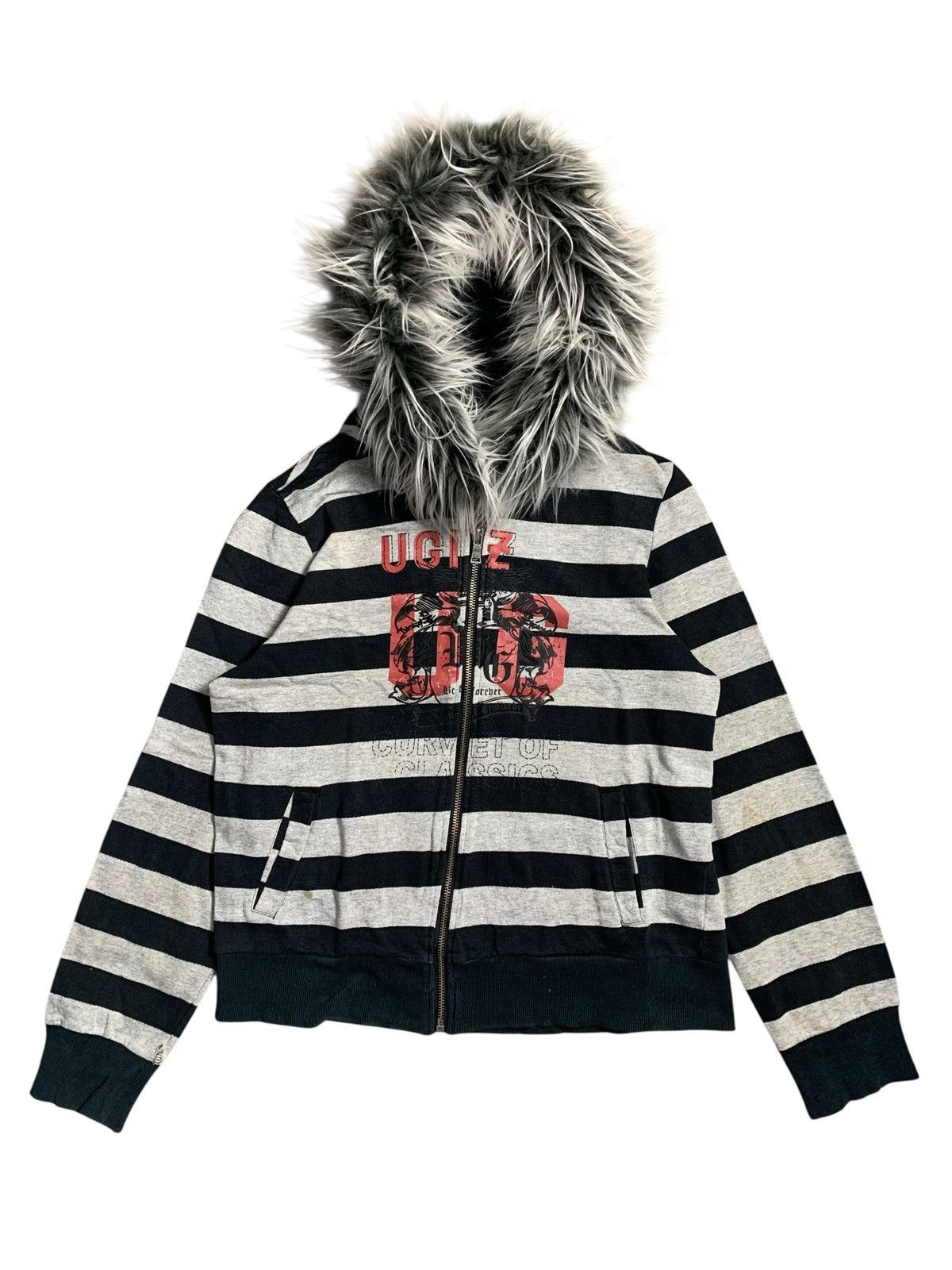 20471120 STRIPE UGIZ POEM FUR ZIP HOODIE IFSIX LGB HYSTERIC STYLE Size US M / EU 48-50 / 2 - 1 Thumbnail