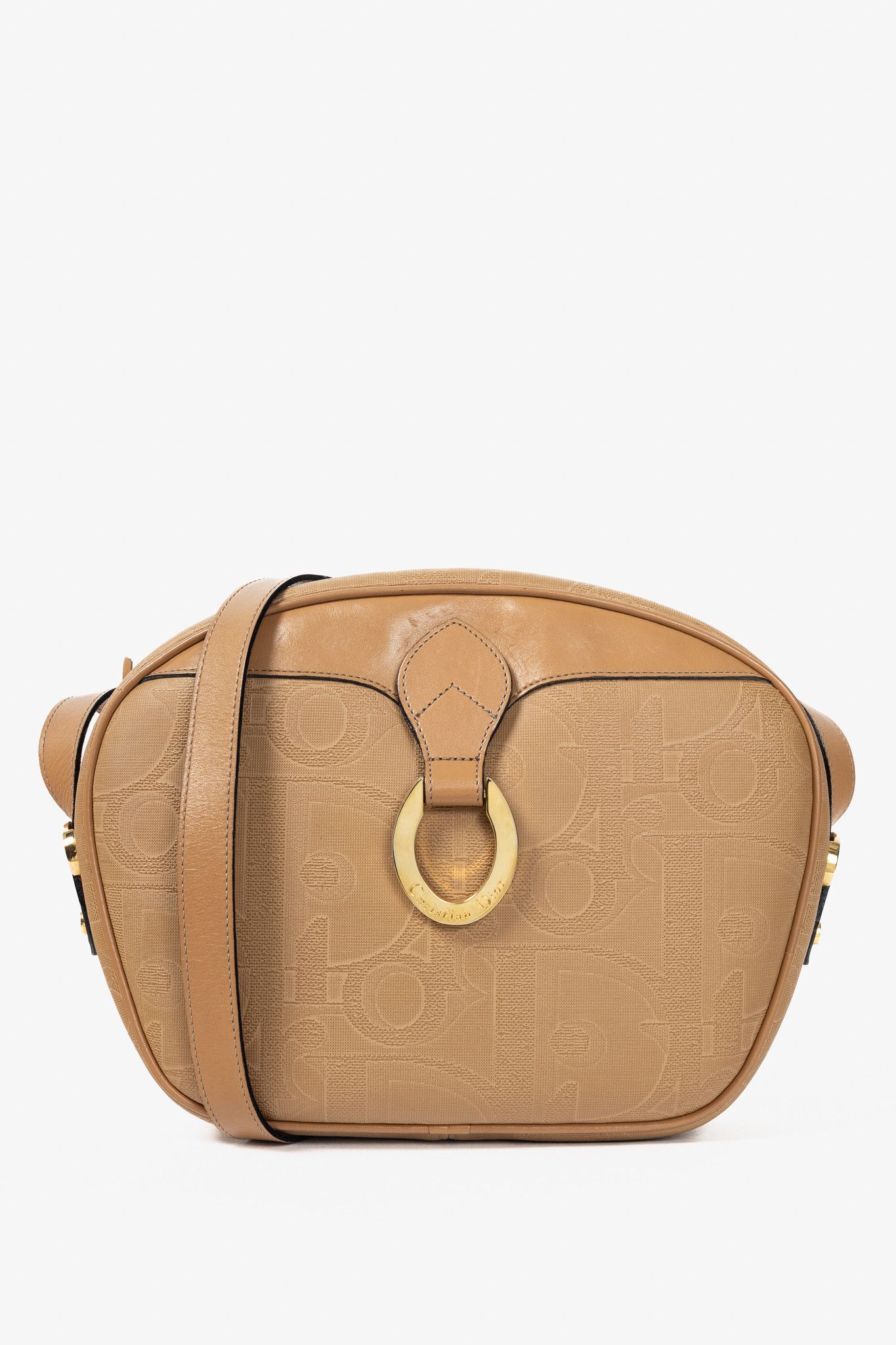 Dior Christian Dior Camel Trotter Leather-Trim Shoulder Bag Size ONE SIZE - 1 Thumbnail