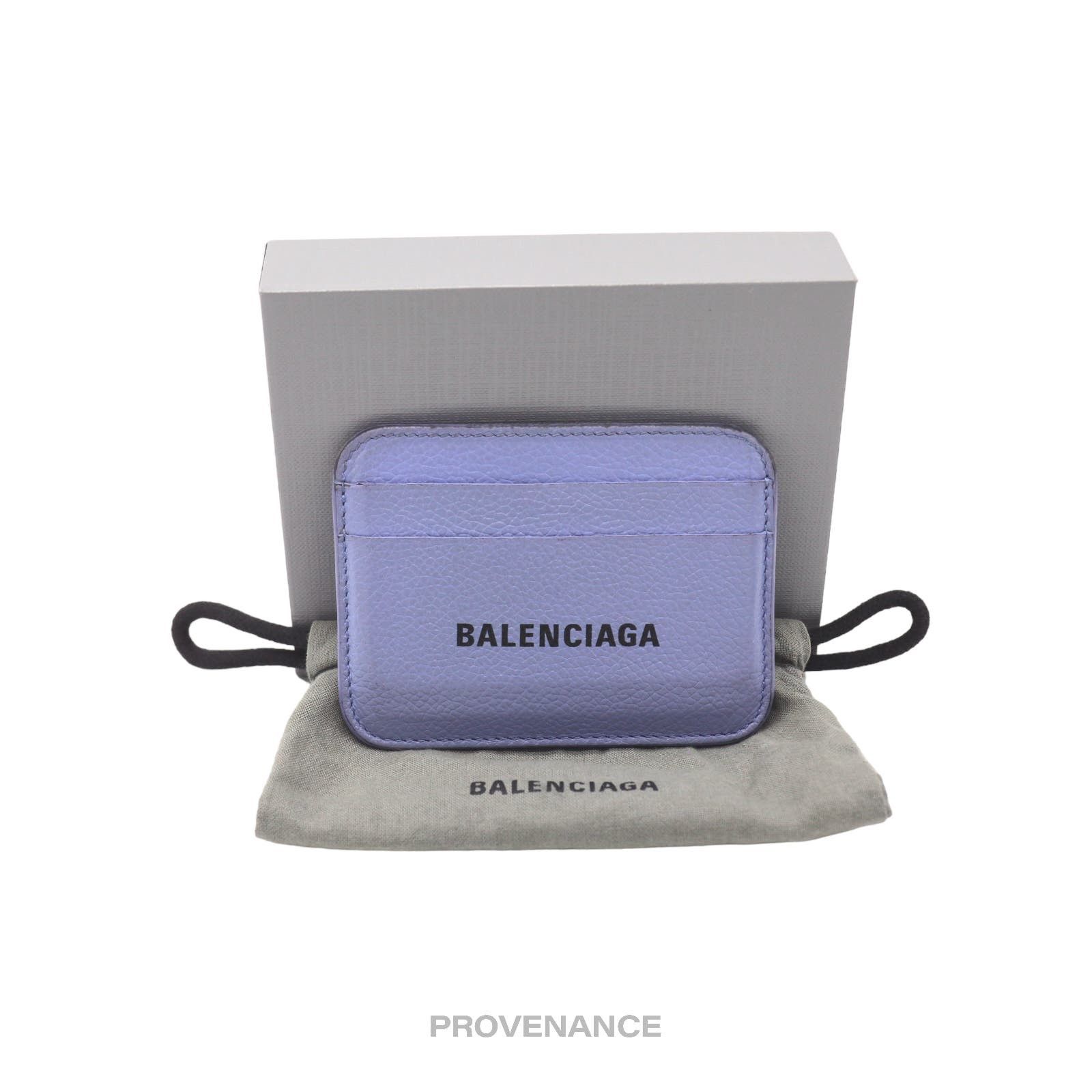 image of Balenciaga Logo Card Holder Wallet - Powder Blue Leather, Women's