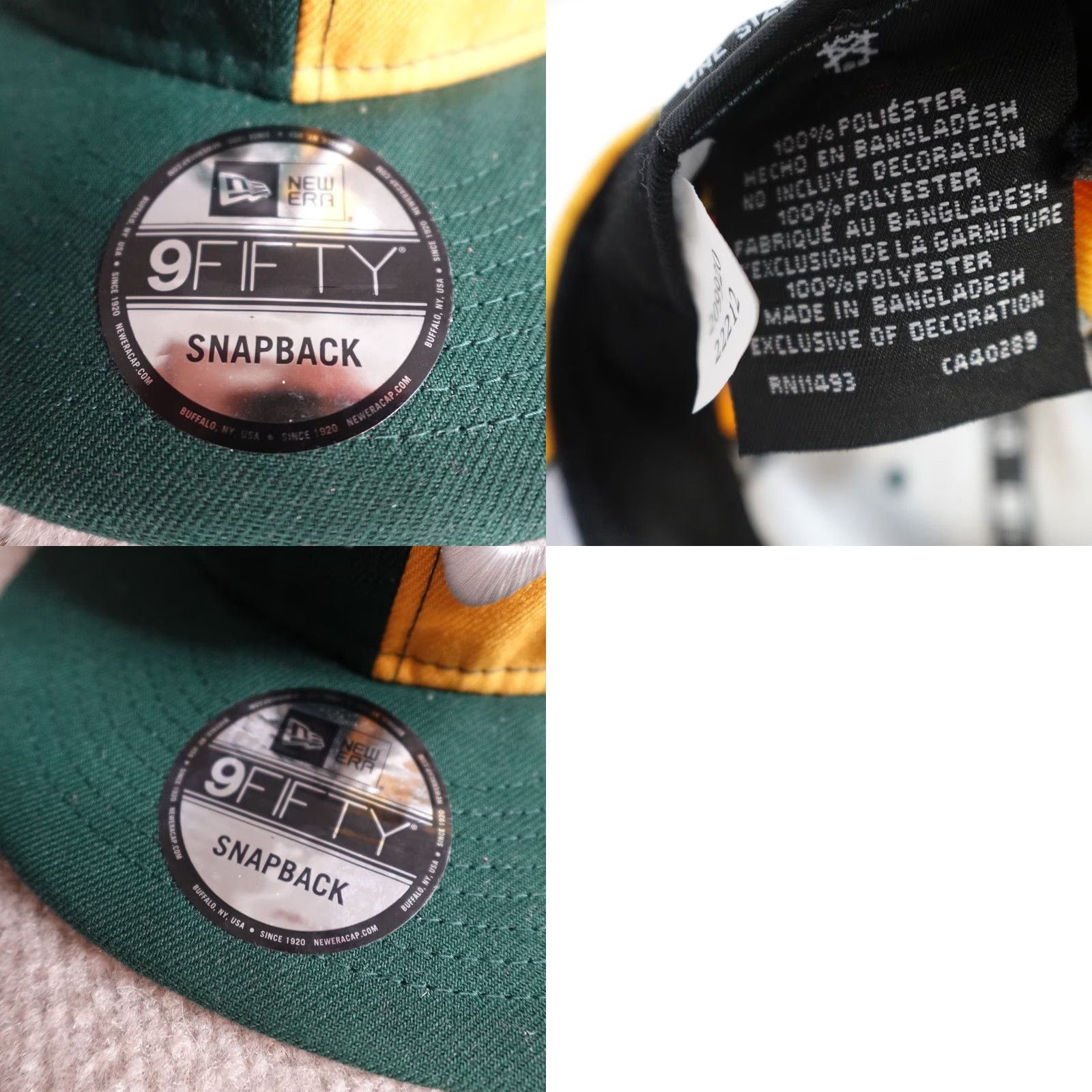 New Era New Era Oakland A's Hat Snapback Geometric Green Yellow 9Fifty Embroidered Adjustable Men Summer Spring Vintage: No Signed: No Size ONE SIZE - 8 Thumbnail