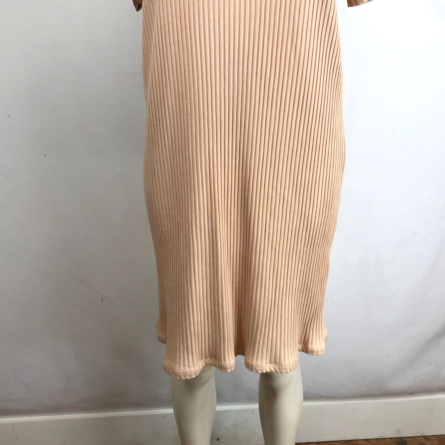 Eileen Fisher EILEEN FISHER Midi Dress Peach Size S Ribbed Knit Tencel Lyocell Spandex Women Size S / US 4 / IT 40 - 3 Thumbnail