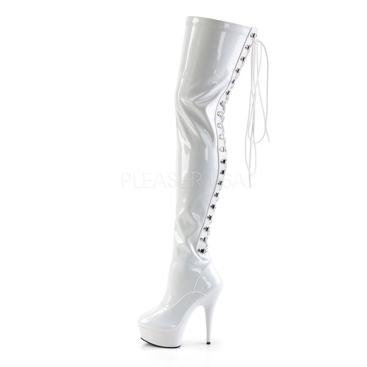 Other Delight 3063 Back Lace Thigh High Boots 6" High Heel Platfor Size US 10 / IT 40 - 2 Thumbnail