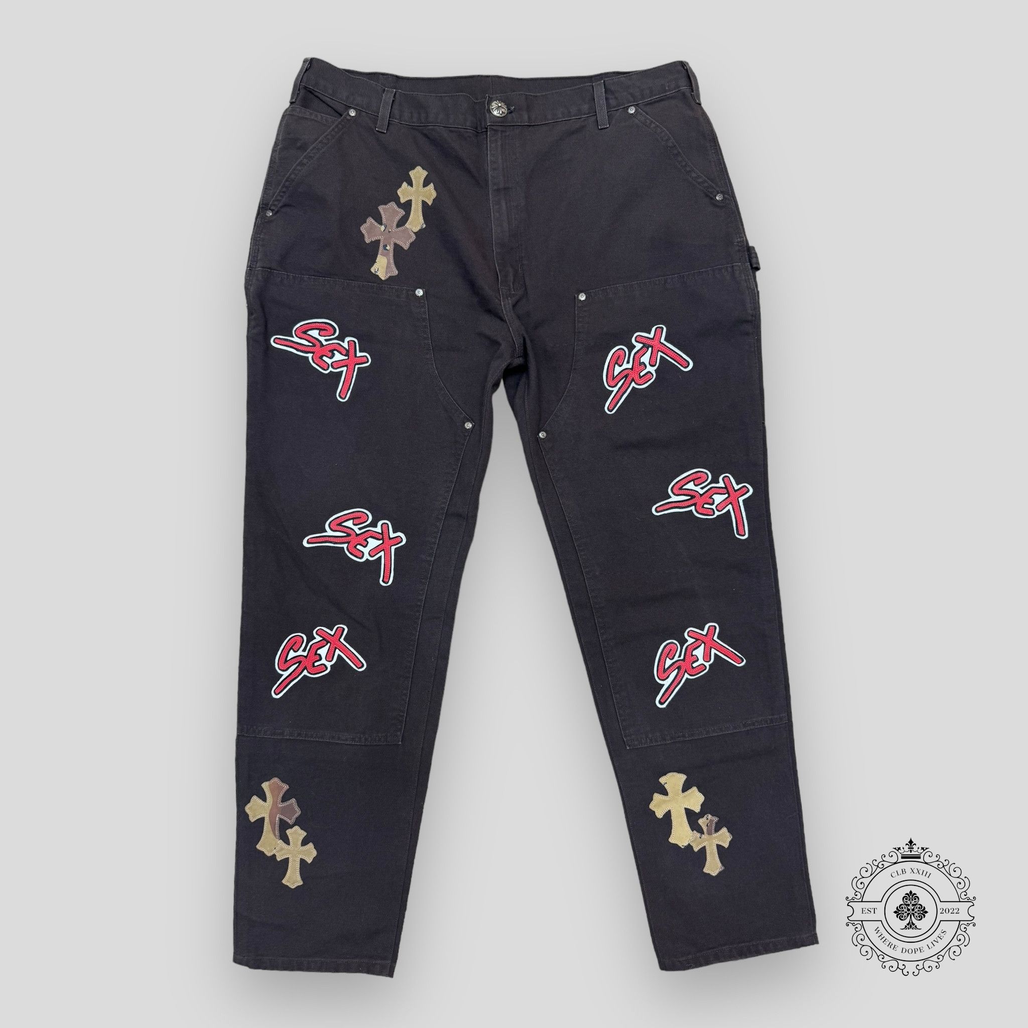Chrome Hearts Jeans Sex Records Carpenters Cross Patch