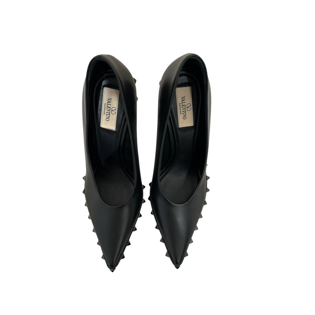 Valentino Valentino Rockstud 100 Leather Heels Pumps Black 38.5 Size US 8.5 / IT 38.5 - 5 Thumbnail