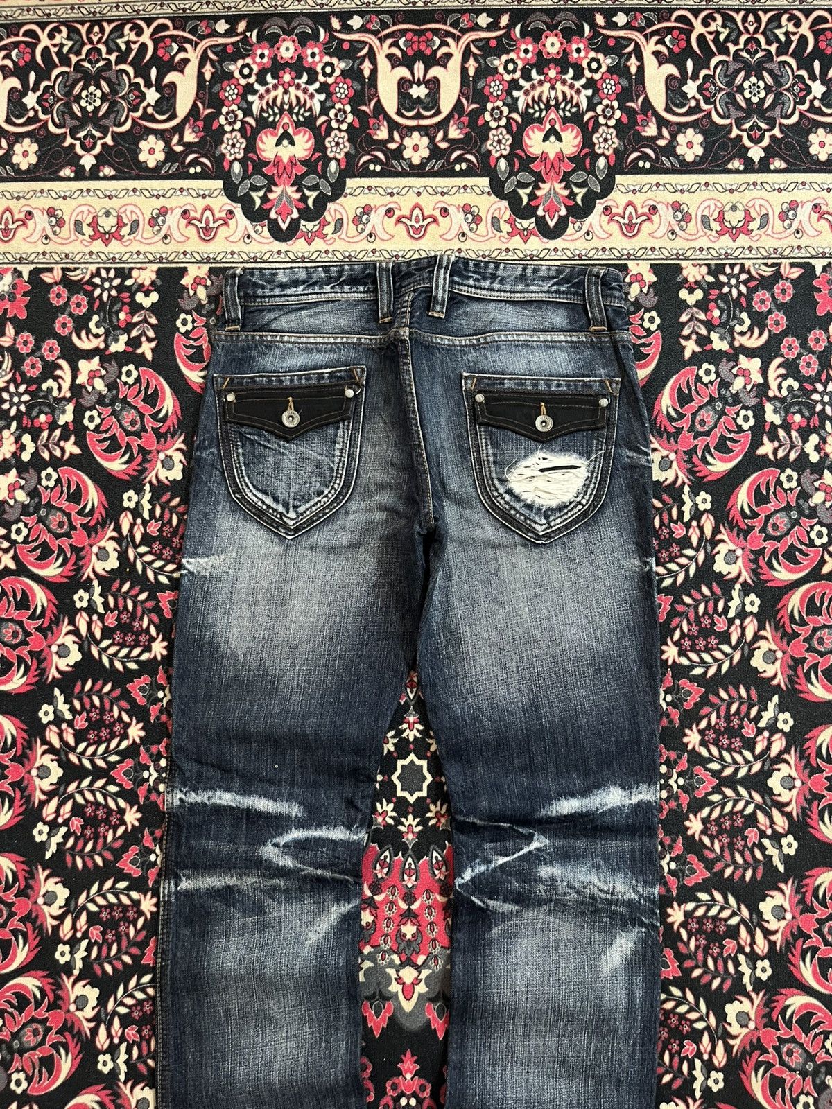 Number (N)ine Nicole Club Hideaways Dark Faded Washed Distress Flare Jeans Size US 30 / EU 46 - 6 Thumbnail
