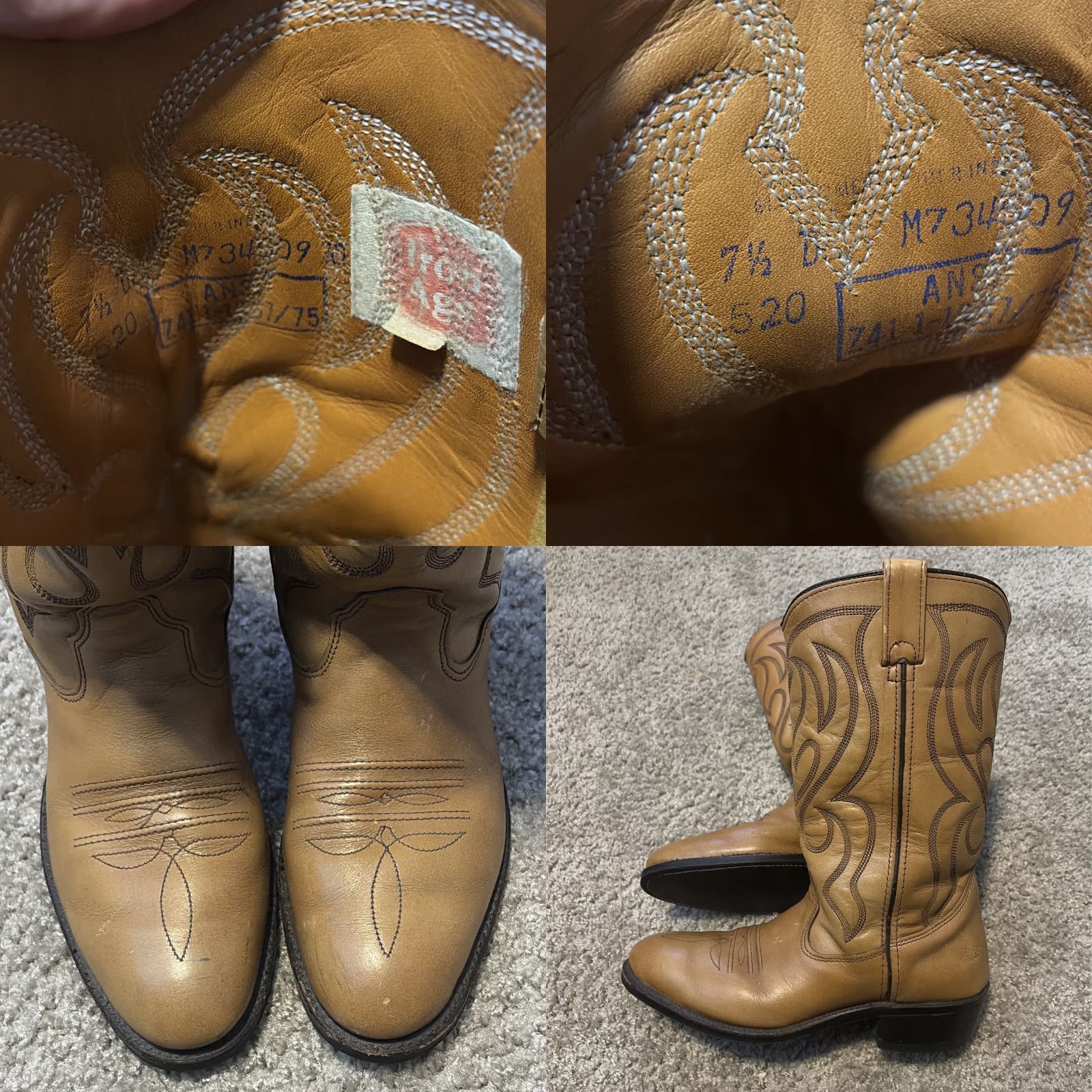 Vintage VINTAGE Iron Age Safety Toe Cowboy Boots Brown Tan Leather Western Boots Men 7 1/2 D Size US 7 / EU 40 - 8 Thumbnail