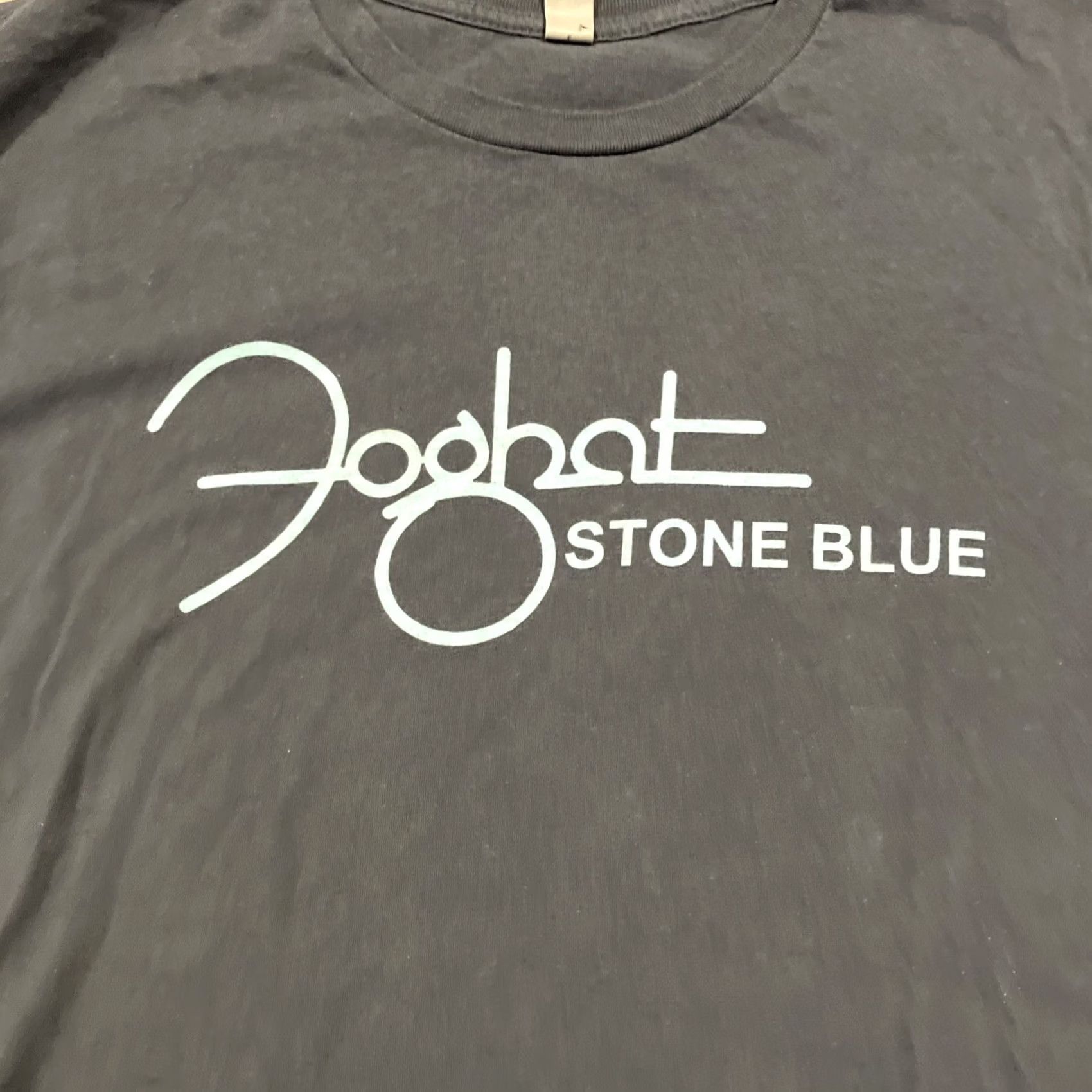 Next Level RARE Foghat Stone Blue Double Sided T Shirt Lyrics On Back Size Large Men L Blue Cotton Regular Short Sleeve Next Level Size US L / EU 52-54 / 3 - 2 Thumbnail