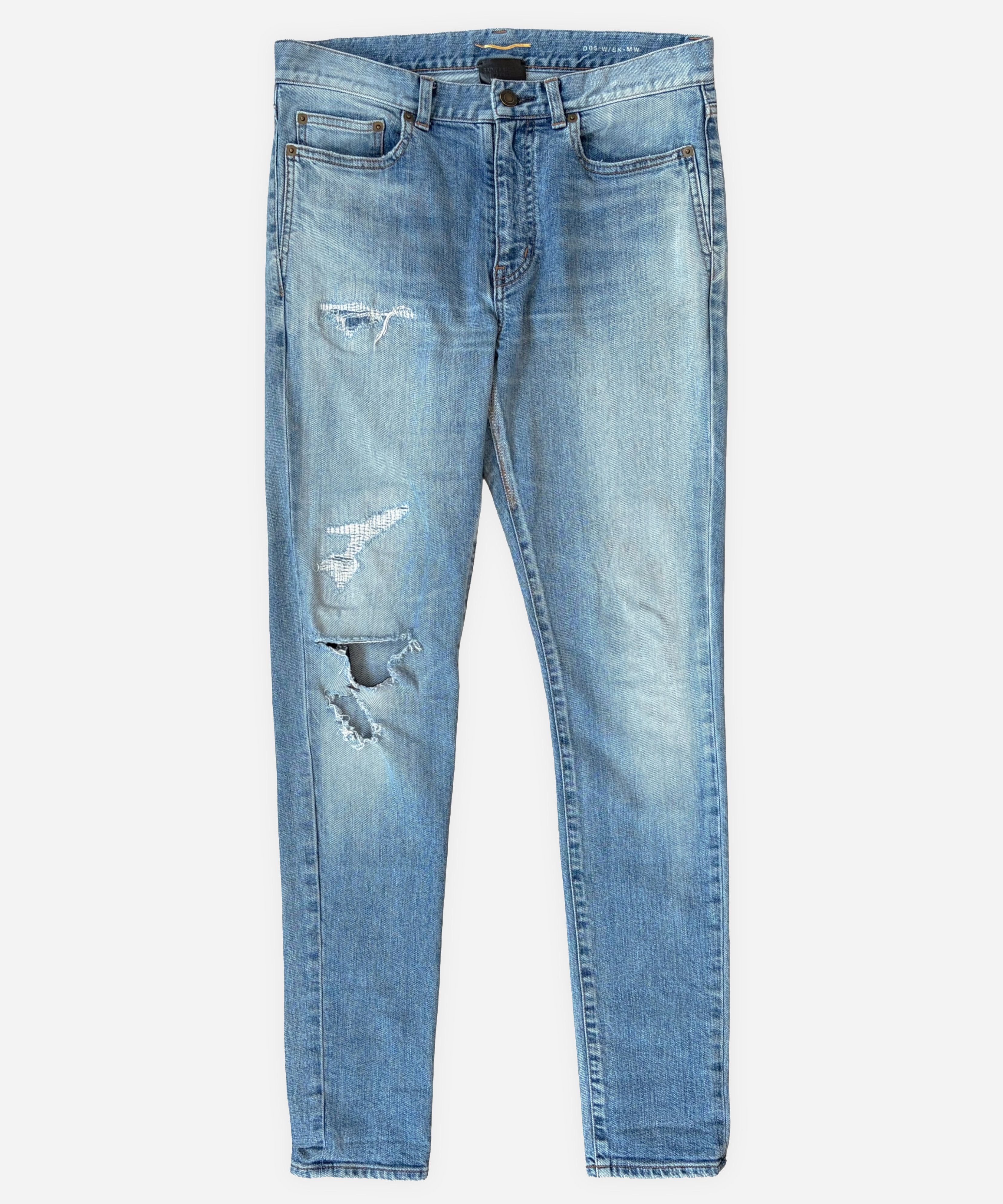 Saint Laurent Paris Blue Distressed Skinny Chain Jeans FW13 | Grailed