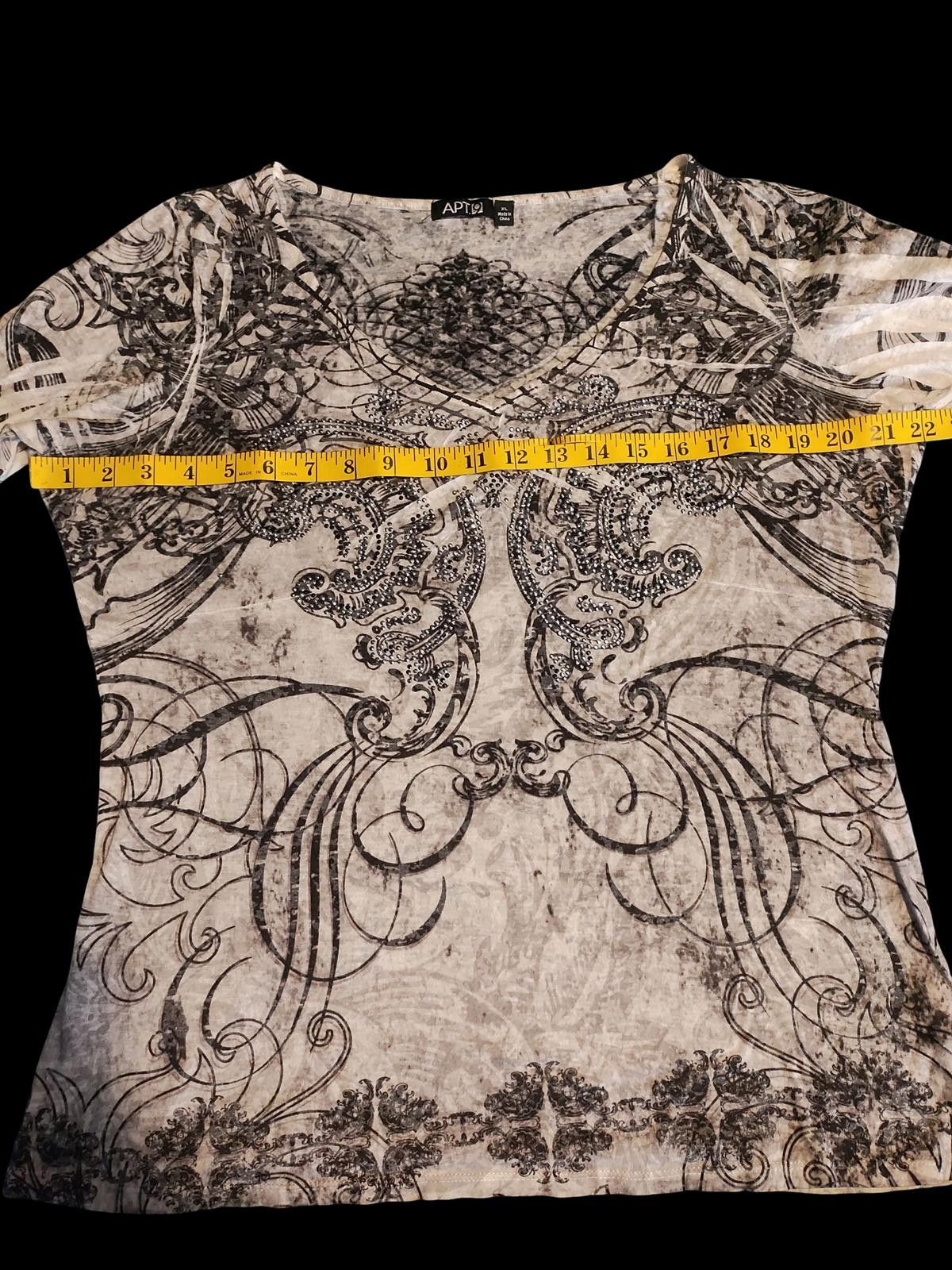 Apt. 9 APT. 9 Women's Decorative Patterned Top with Studded Embell- Size M / US 6-8 / IT 42-44 - 3 Thumbnail