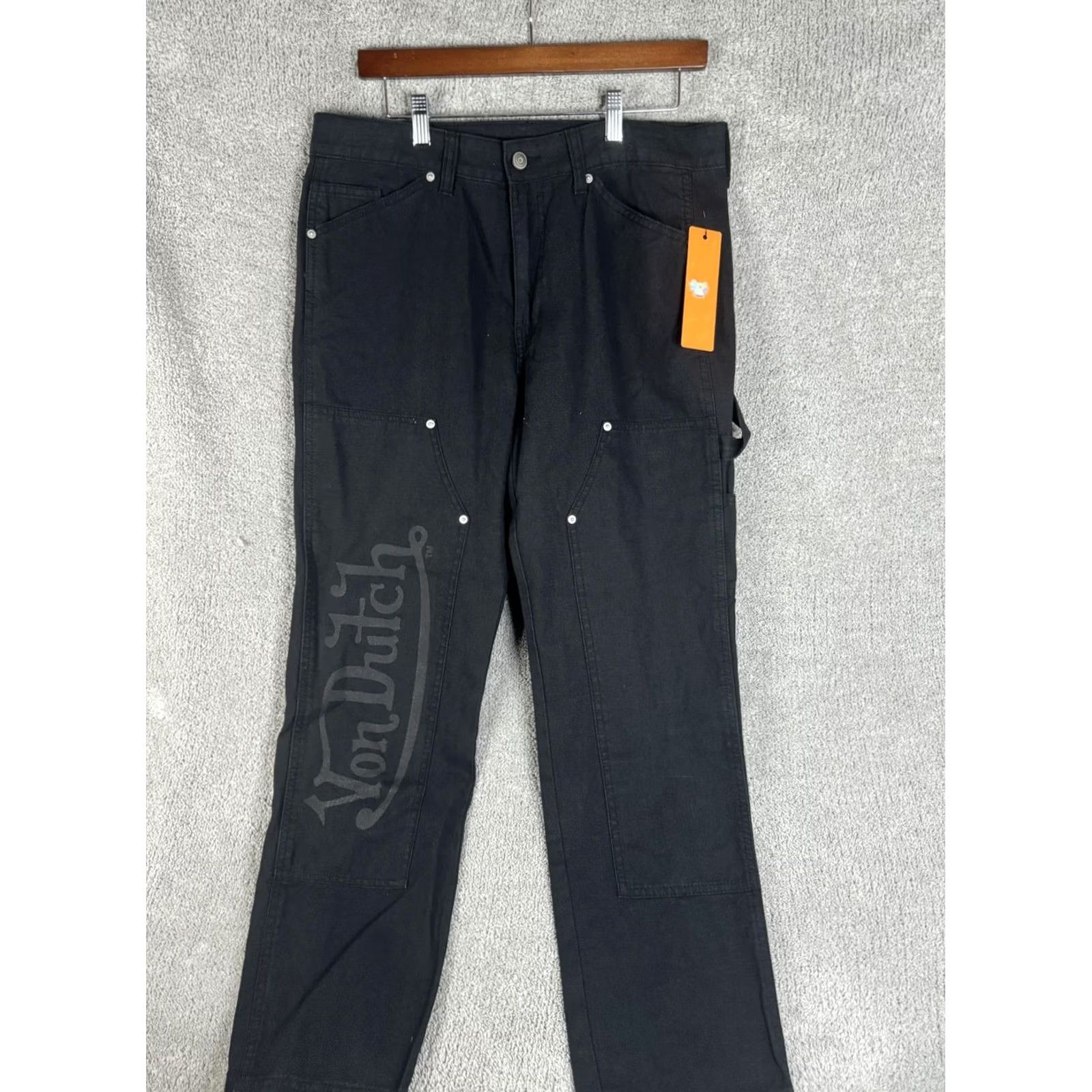 Von Dutch VON DUTCH Mens 30x32 Black Carpenter Jeans Workwear Logo Streetwear Y2K Pants Size US 30 / EU 46 - 2 Thumbnail