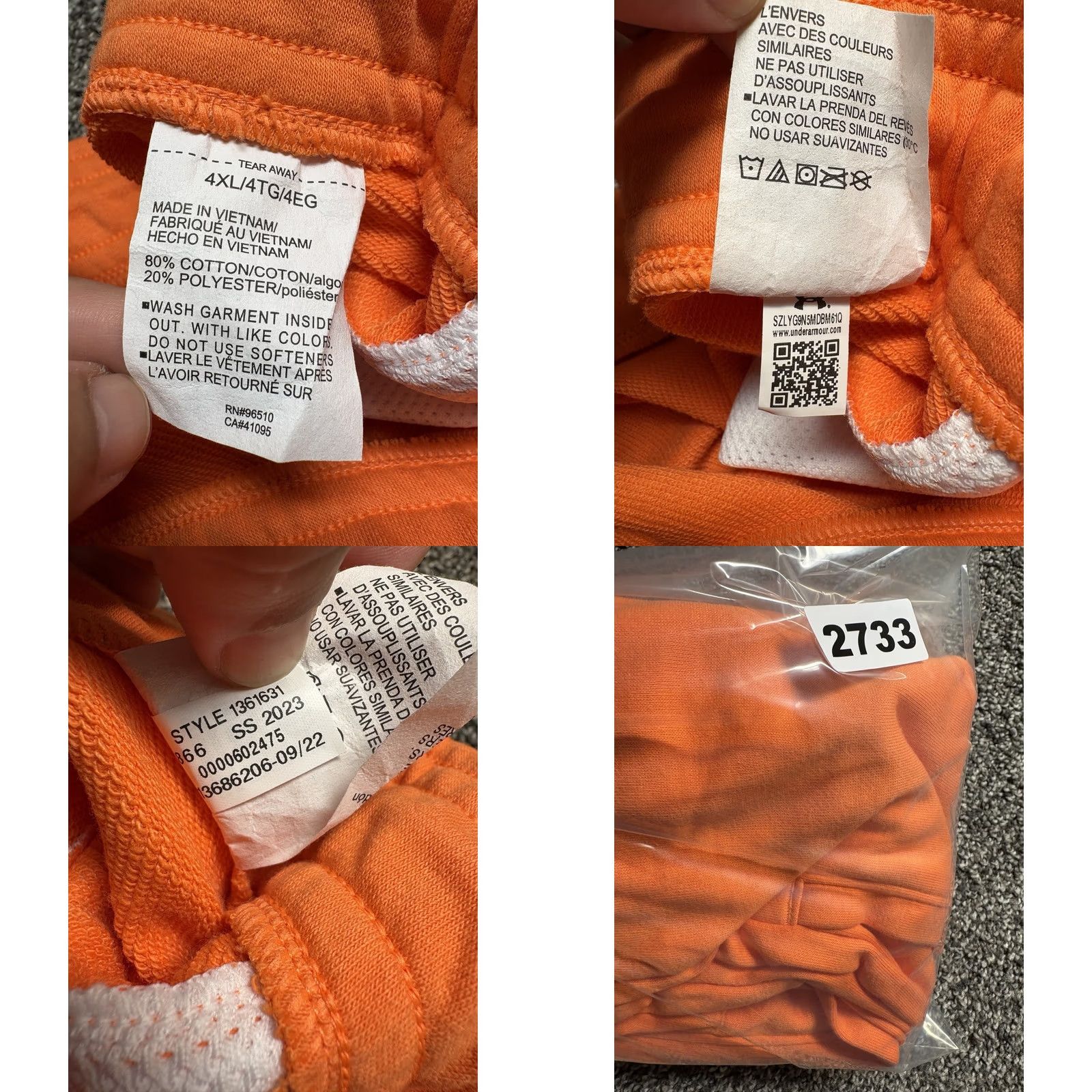 Under Armour Under Armour Shorts Mens 4XL Orange Soft Fleece 10” Inseam Casual Gym Size US 39 - 8 Thumbnail