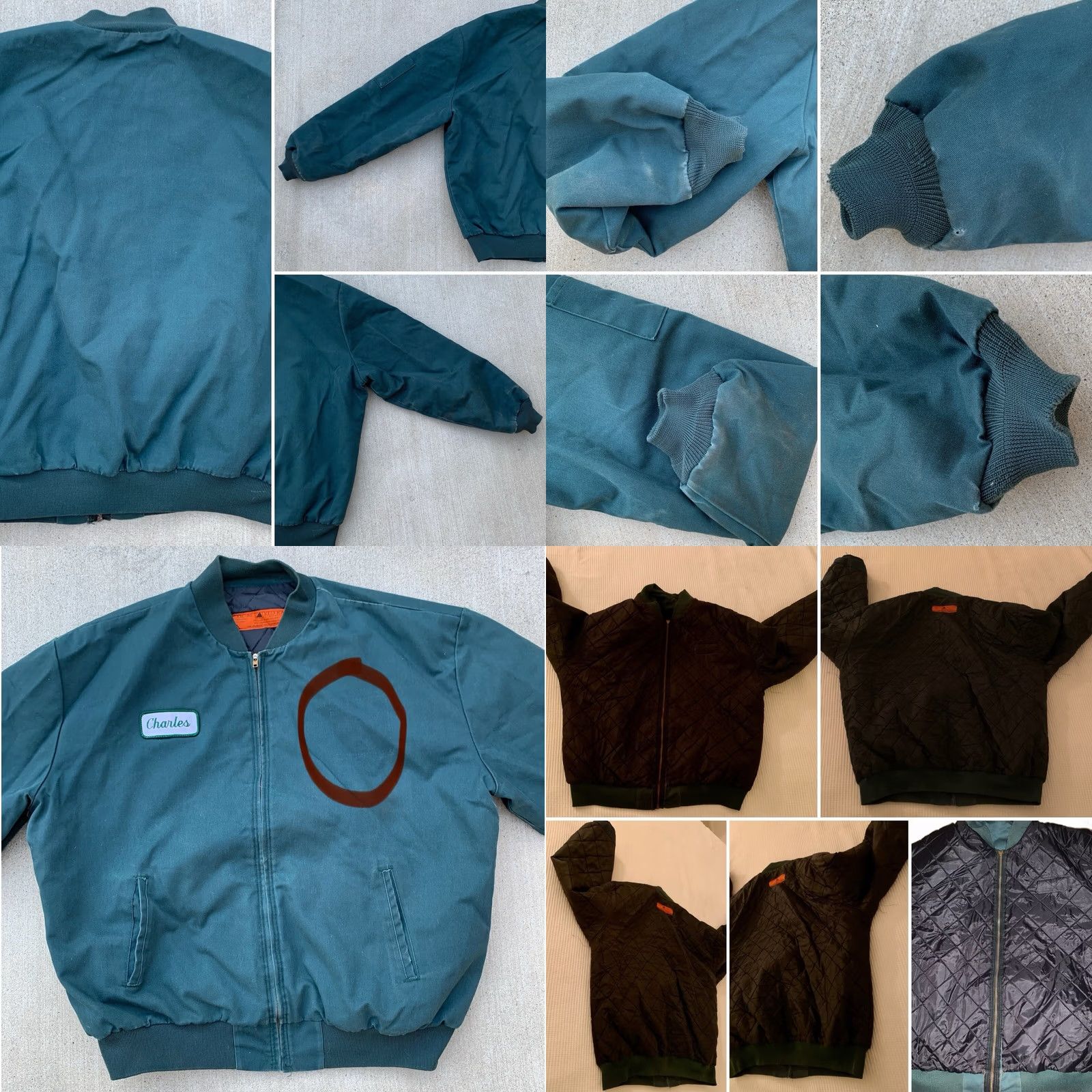 Red Kap VINTAGE Red Kap Work Jacket Worn Talon Zipper The Name Charles Green 2XL Reg Green Jacket Mens Bomber Full Zip Lined Pockets USA Made Size US XXL / EU 58 / 5 - 10 Thumbnail