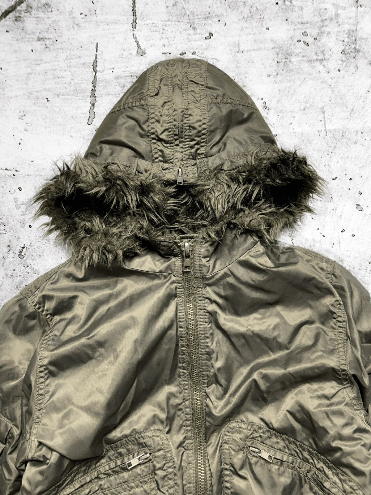 Vintage N2B 2000s faux fur cropped bomber jacket y2k style