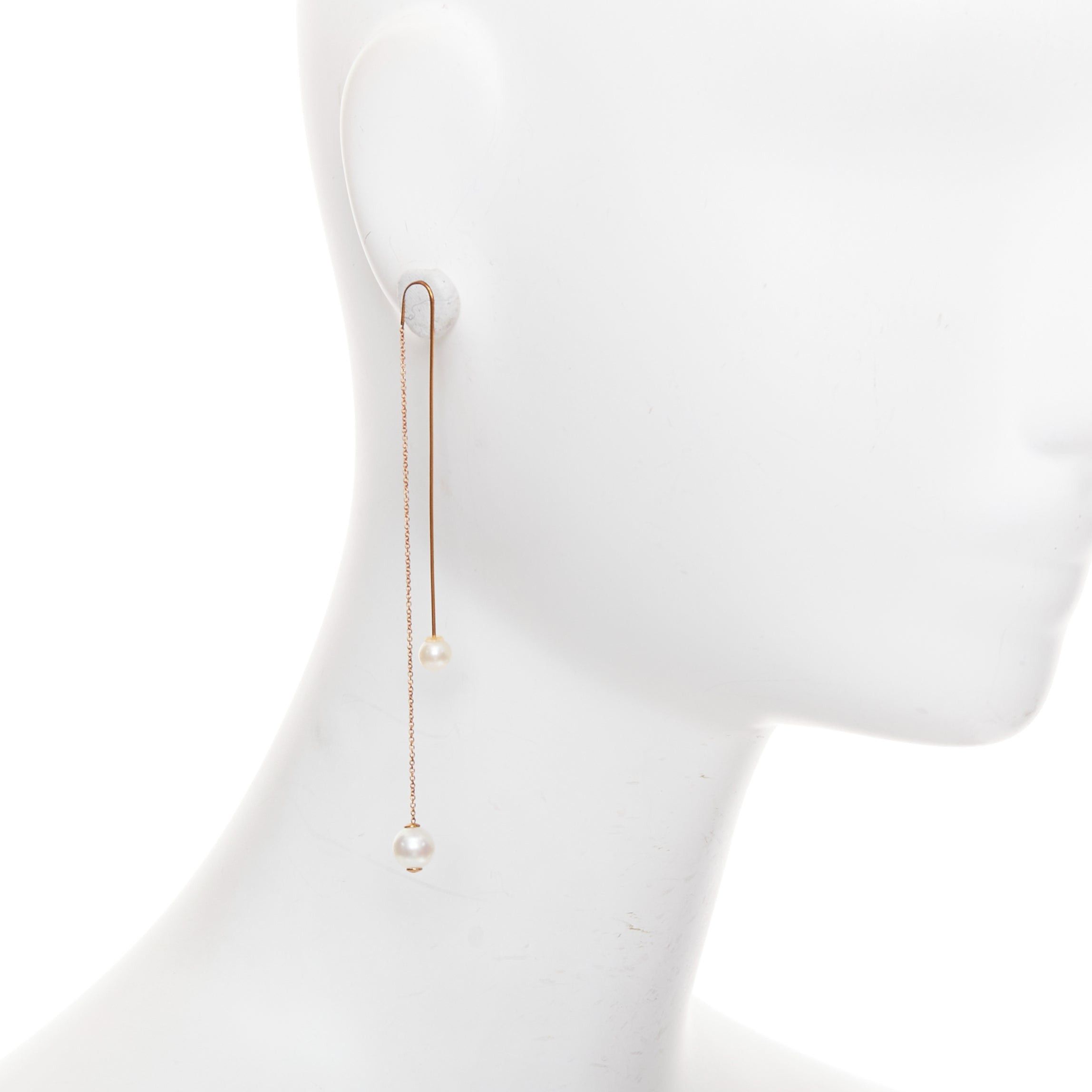 Other DELFINA DELETTREZ 18k yellow gold loop through pin drop cultured pearl chain earring Single Size ONE SIZE - 1 Thumbnail