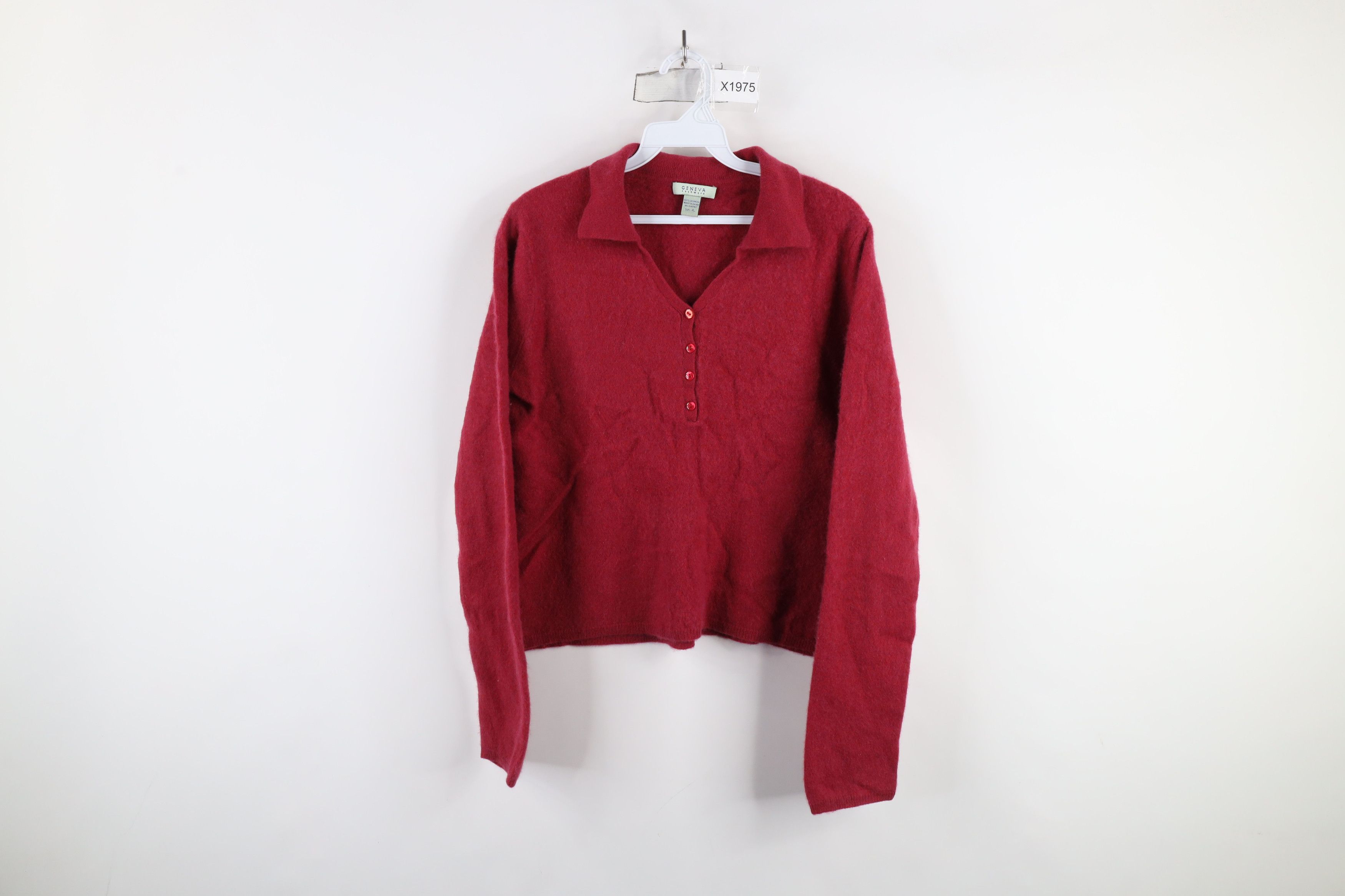 Vintage Vintage Streetwear Soft Cashmere Knit Collared Sweater Red Size XL / US 12-14 / IT 48-50 - 1 Thumbnail