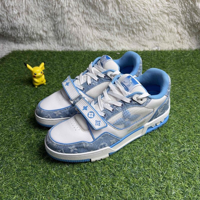 Louis Vuitton Louis Vuitton Trainer Blue and White Fashion Sneakers 0089 Size US 8.5 / EU 41-42 - 1 Thumbnail