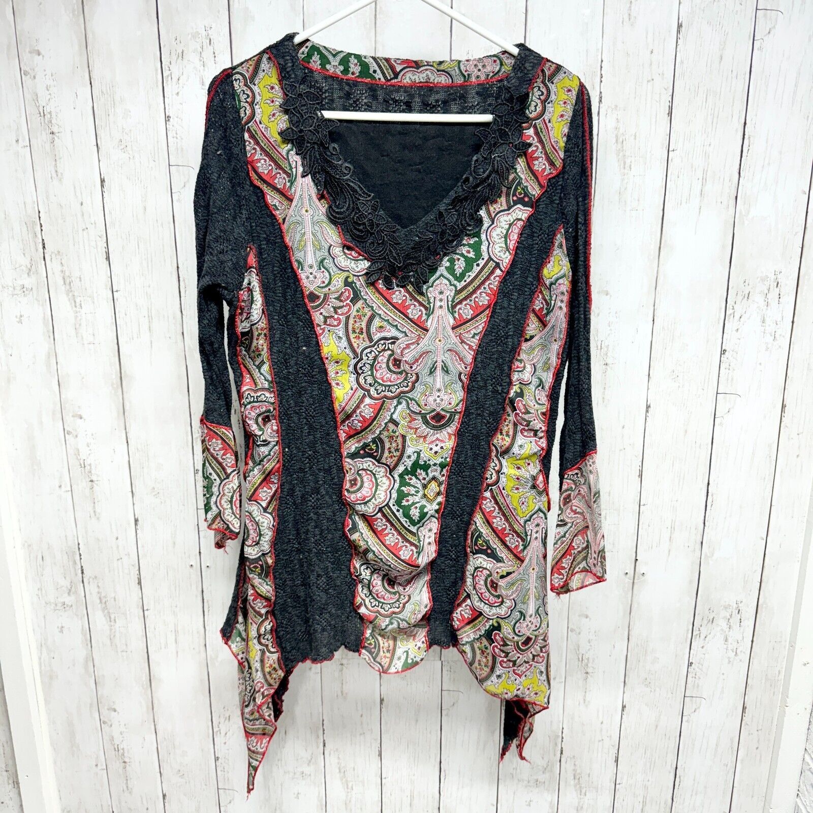 Other Blouse MD High Low Long Sleeve Floral Paisley Multicolor Size M / US 6-8 / IT 42-44 - 1 Thumbnail