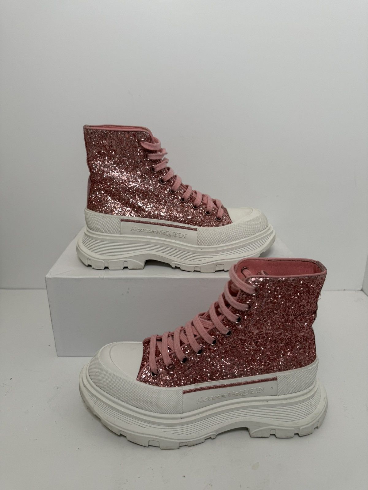 Alexander McQueen Alexander Mcqueen Tread Women’s Sneaker Pink Glitter Size US 7 / IT 37 - 1 Thumbnail