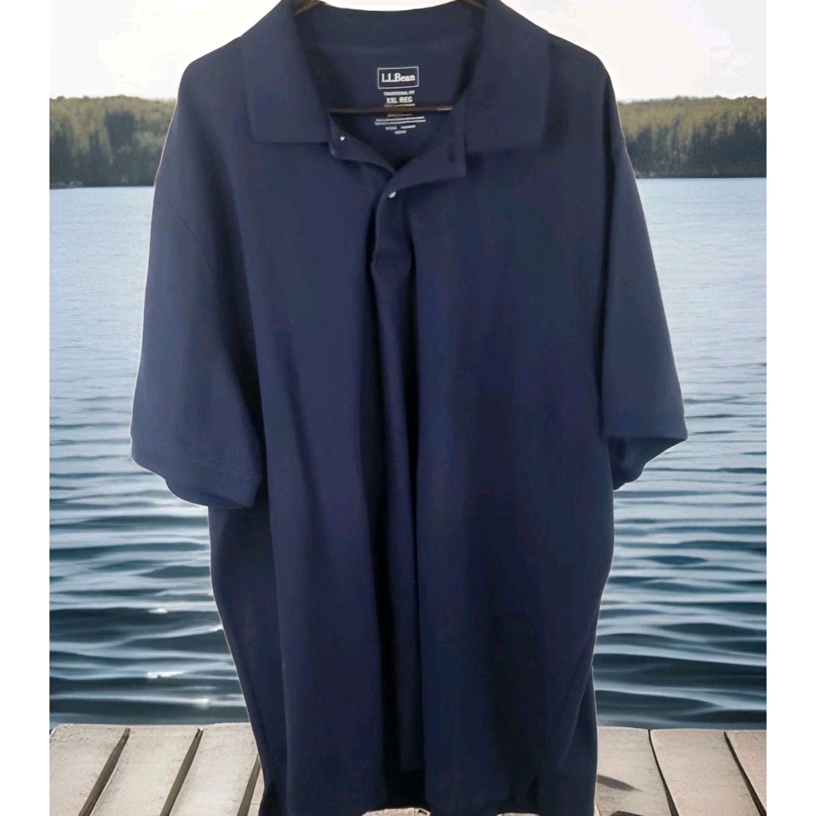 Vintage LL Bean Mens Polo Shirt Short Sleeve XXL Navy Blue 100% Cotton Heavy 300454 Size US XXL / EU 58 / 5 - 2 Thumbnail