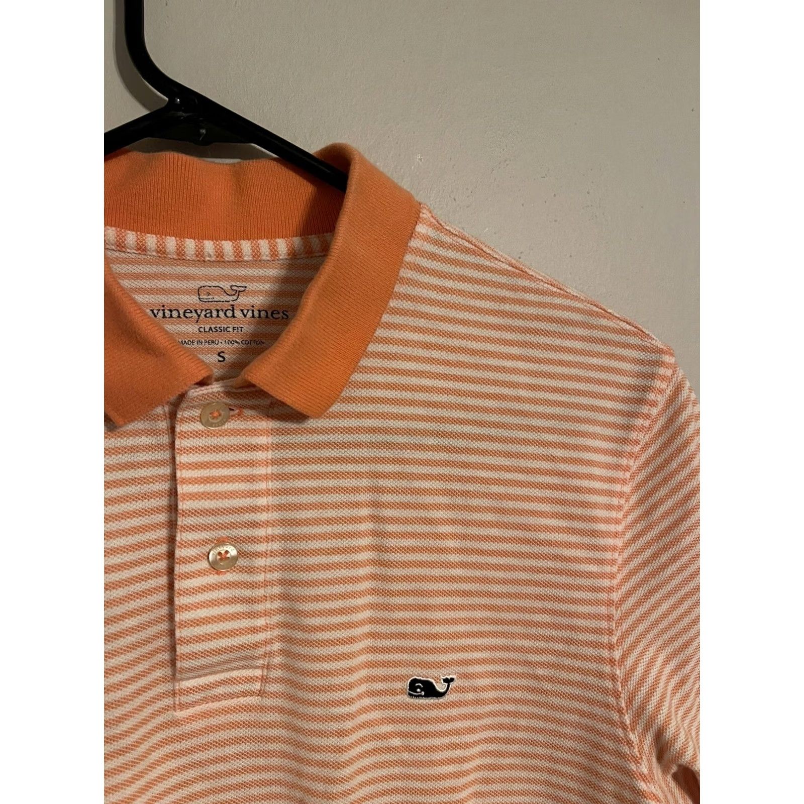 Vineyard Vines VINTAGE Vineyard Vines Classic Fit Pastel Orange Peach Striped S/S Polo Shirt - Men's S Size US S / EU 44-46 / 1 - 2 Thumbnail