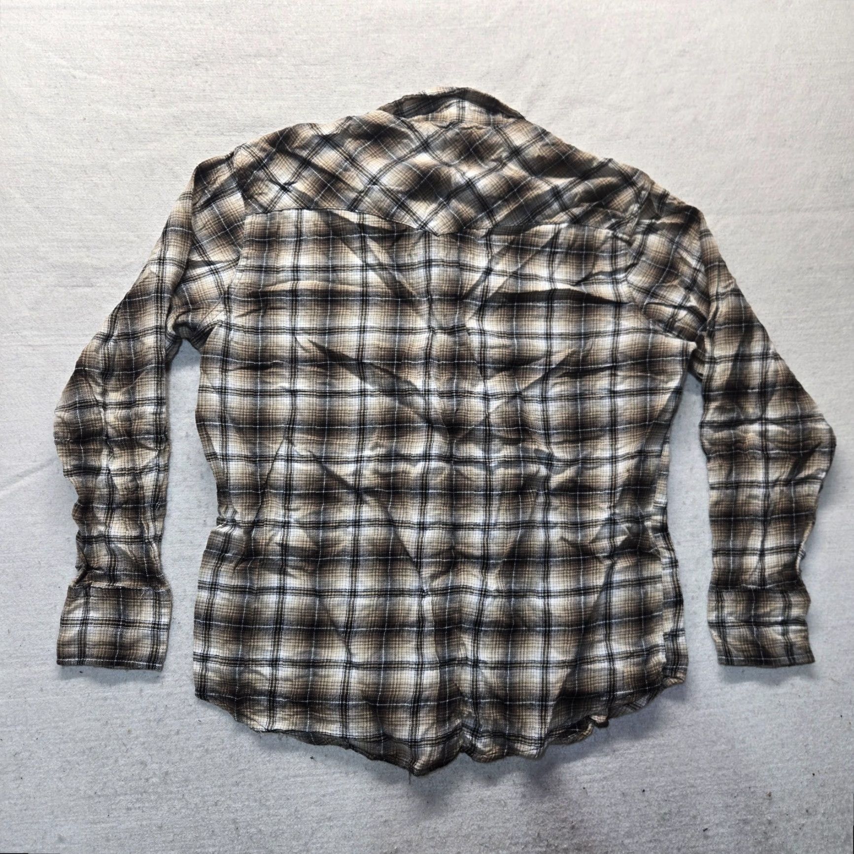 Wrangler VINTAGE Wrangler Wrancher Western Shirt Brown Plaid Pearl Snaps Adult Men's XL Size US XL / EU 56 / 4 - 7 Thumbnail