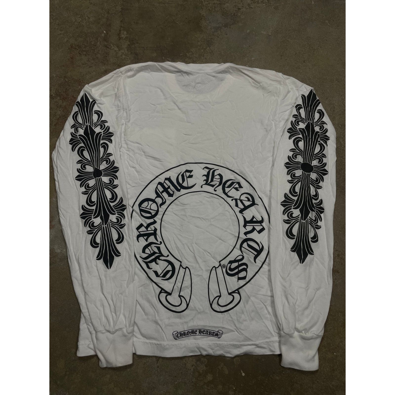 Chrome Hearts Chrome Hearts Horseshoe Floral Sleeve LS White Used 
