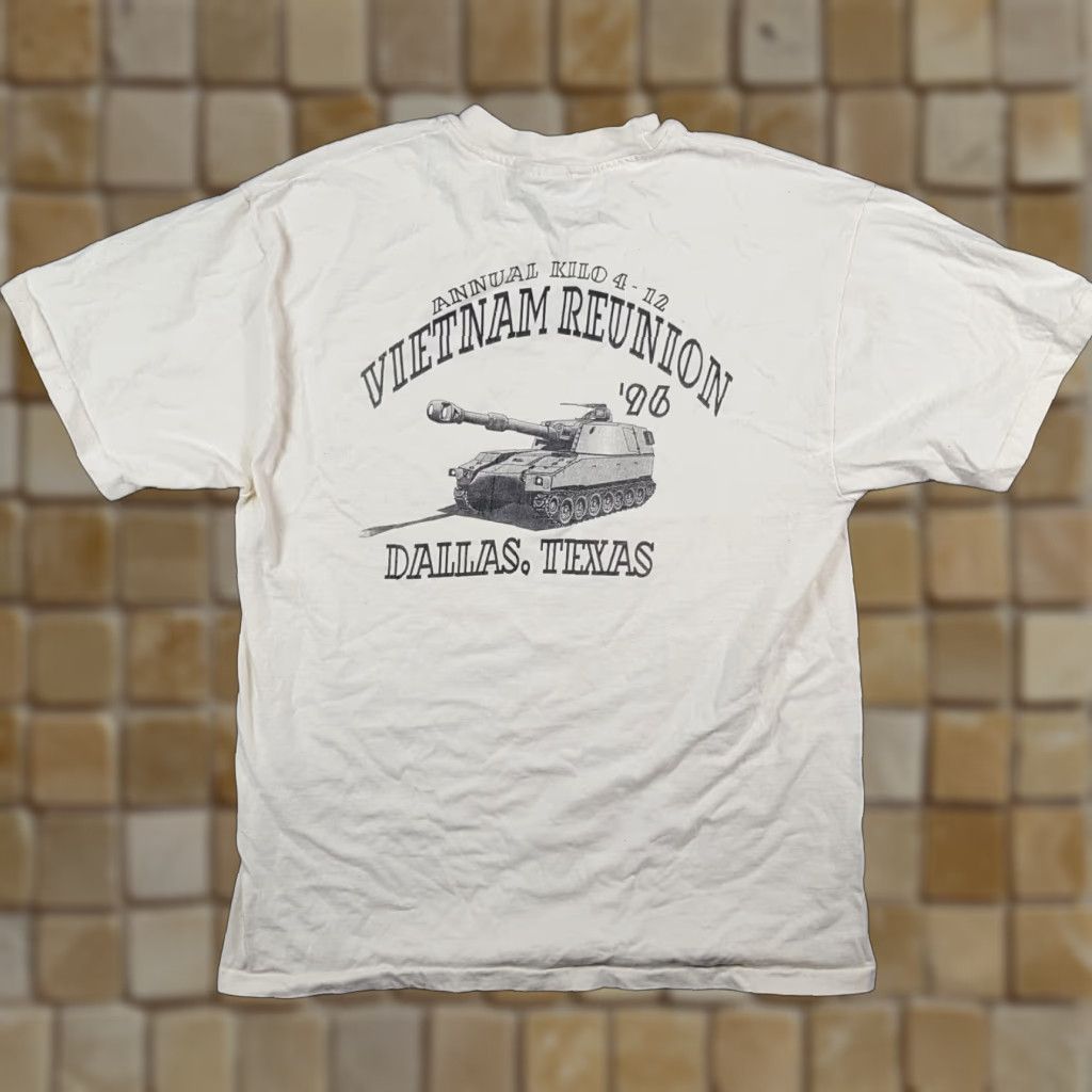 Hanes VINTAGE Hanes 90s Vietnam Reunion Military T-Shirt Men's Large White Army Retro Size US L / EU 52-54 / 3 - 1 Thumbnail