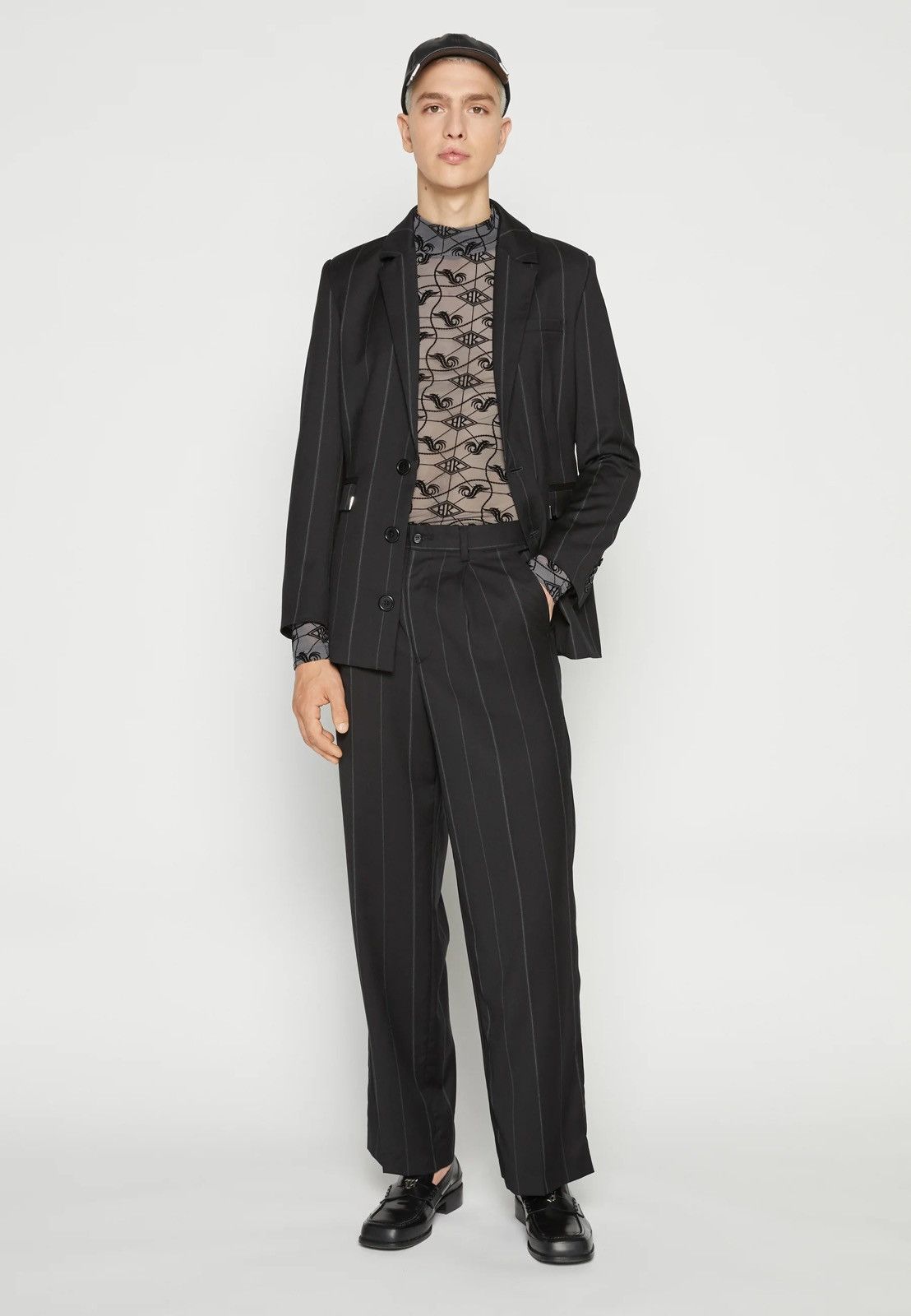 image of ds! Aw22 Han Kjobenhavn Pleated Suit Black Track Trousers in Black White, Men's (Size 32)