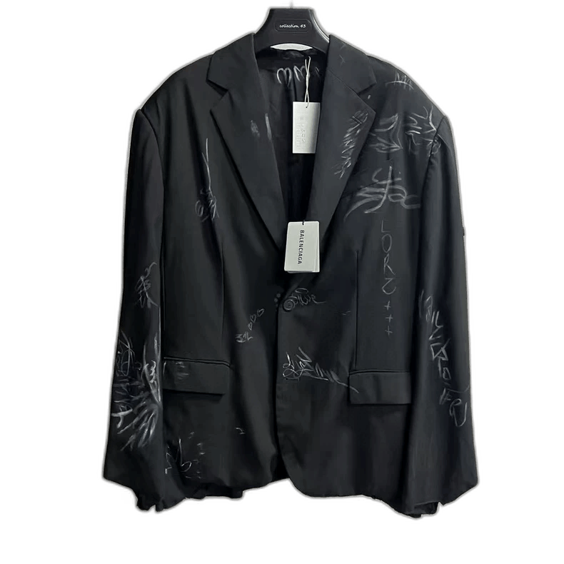 Balenciaga Balenciaga Black Graffiti Print Blazer Jacket -
