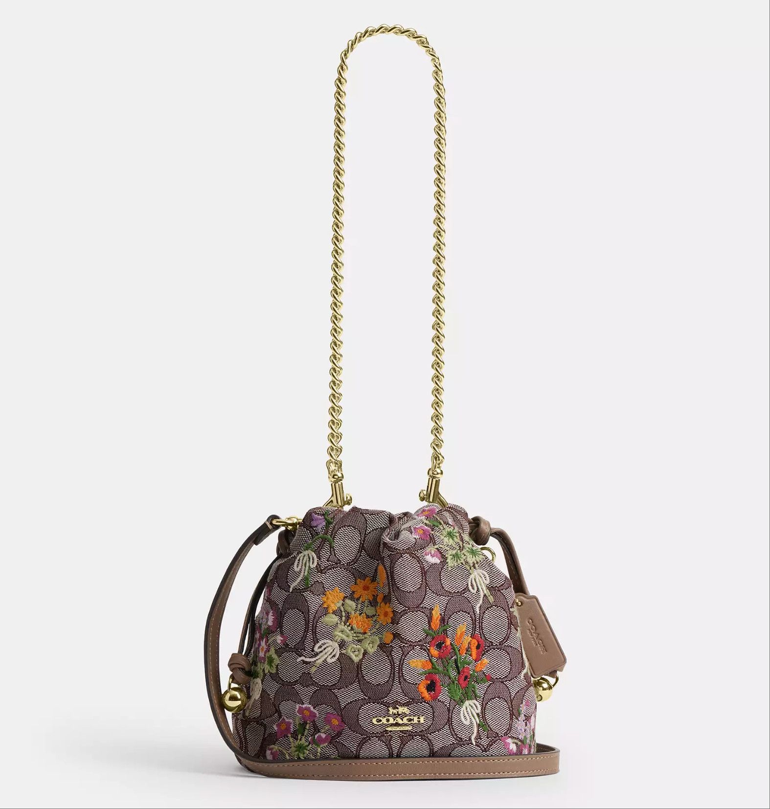 Coach Faye Mini Drawstring Bag Floral Embroidery CDZ94 Size ONE SIZE - 9 Thumbnail