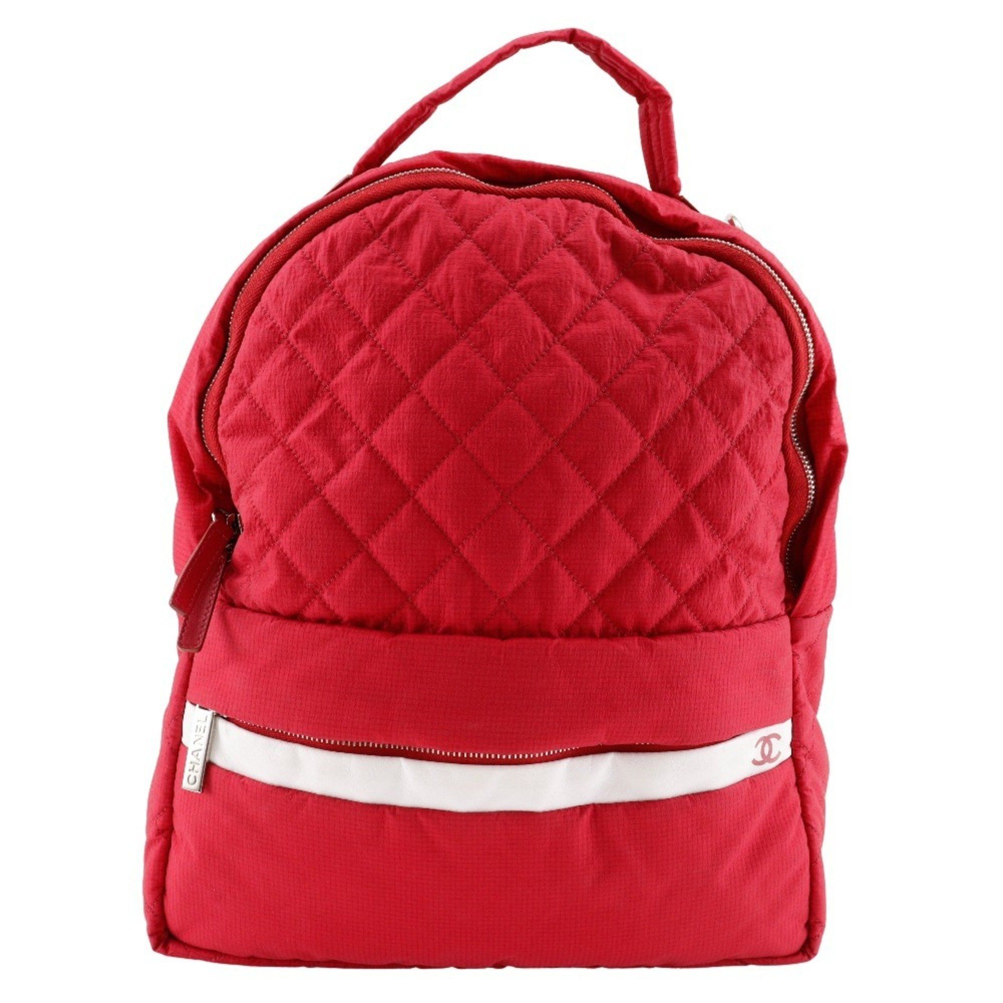 Chanel Chanel Coco Mark Backpack/Daypack Matelasse Nylon Red 2way Double COCO Women's Size ONE SIZE - 1 Thumbnail