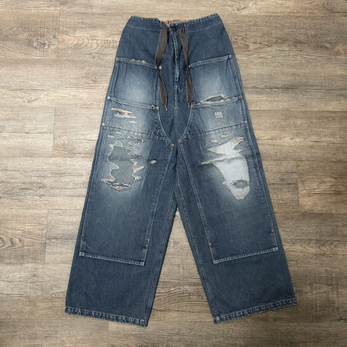 Kapital 14OZ DENIM W-KNEE EASY BAGGY PANTS (DIXIE LUMBER REMAKE) Size US 34 / EU 50 - 1 Thumbnail