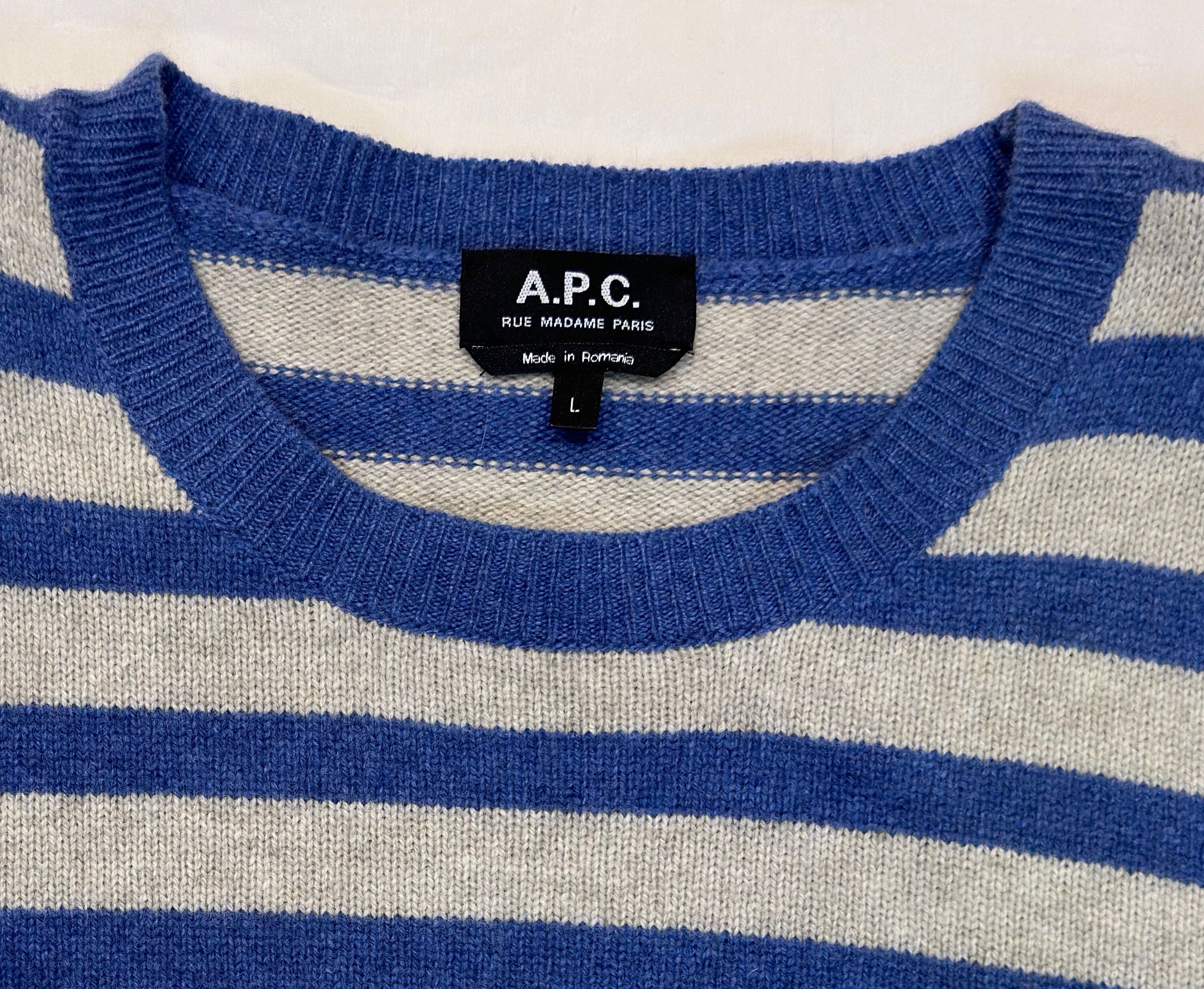 A.P.C. A.P.C. Striped Crew Sweater Size US L / EU 52-54 / 3 - 1 Thumbnail