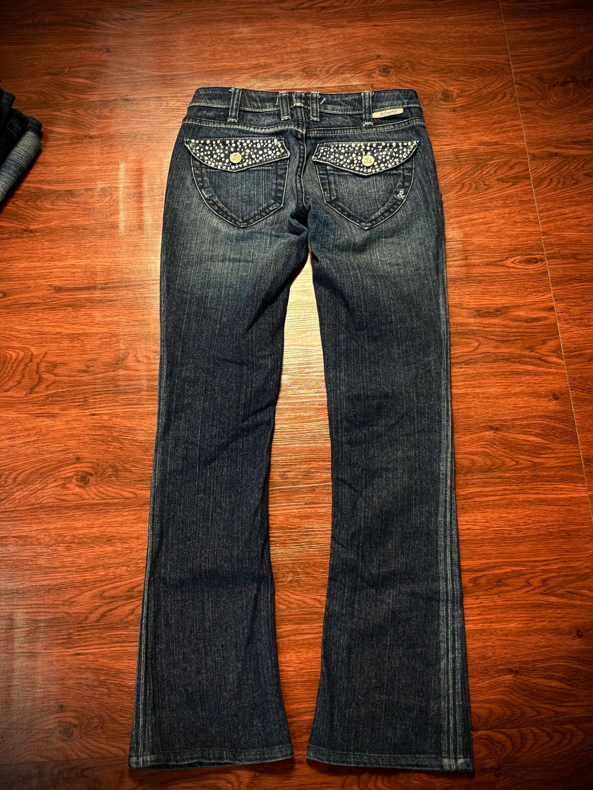 If Six Was Nine Vintage J&Company Bootcut Jean Rhinestones Studs Denim Pants Size 26" / US 2 / IT 38 - 1 Thumbnail