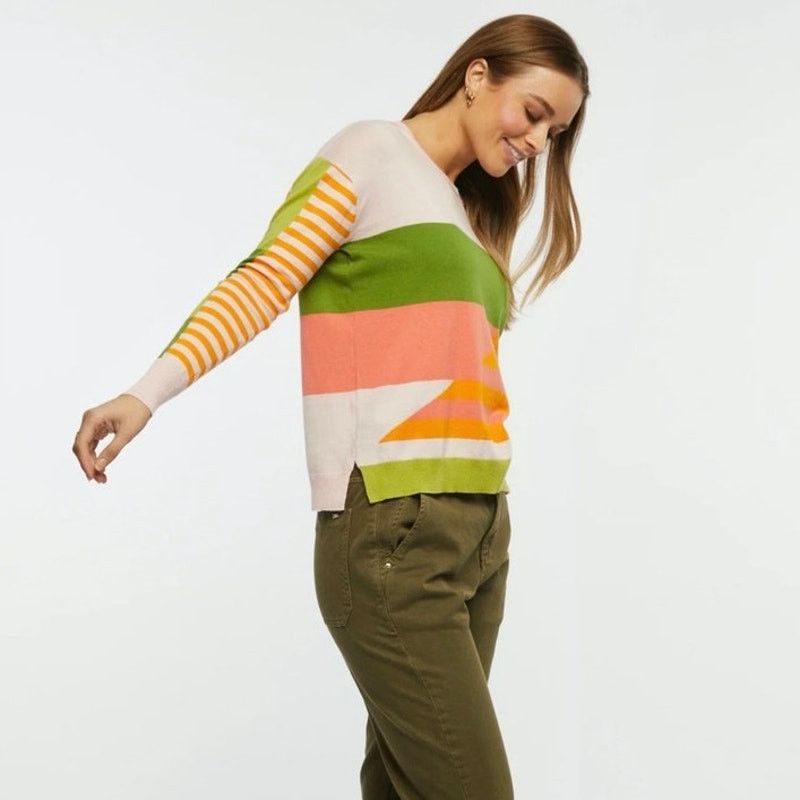 Other ZACKET & PLOVER Colorblock Diagonal Stripe Crewneck Sweater Size L / US 10 / IT 46 - 2 Thumbnail