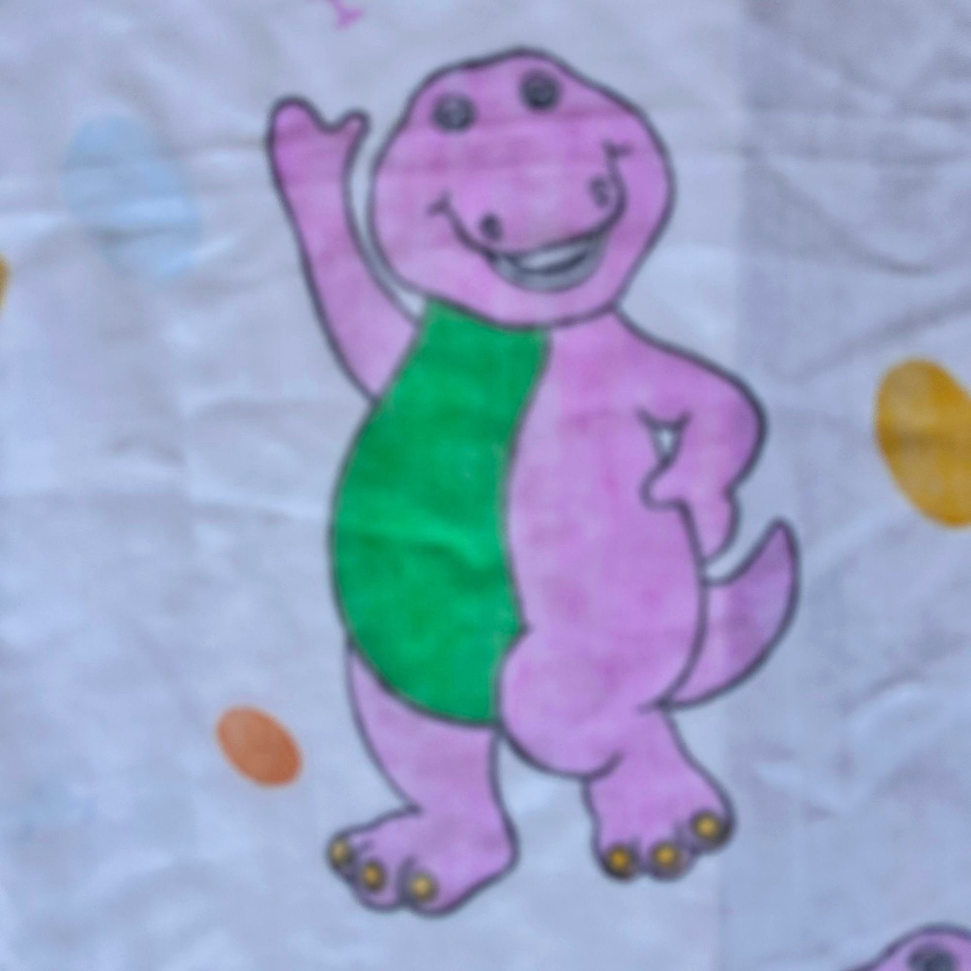 Vintage Vtg 90's Barney Twin Flat Sheet USA Bibb Co 65" L X 42" W Pu Size ONE SIZE - 1 Thumbnail
