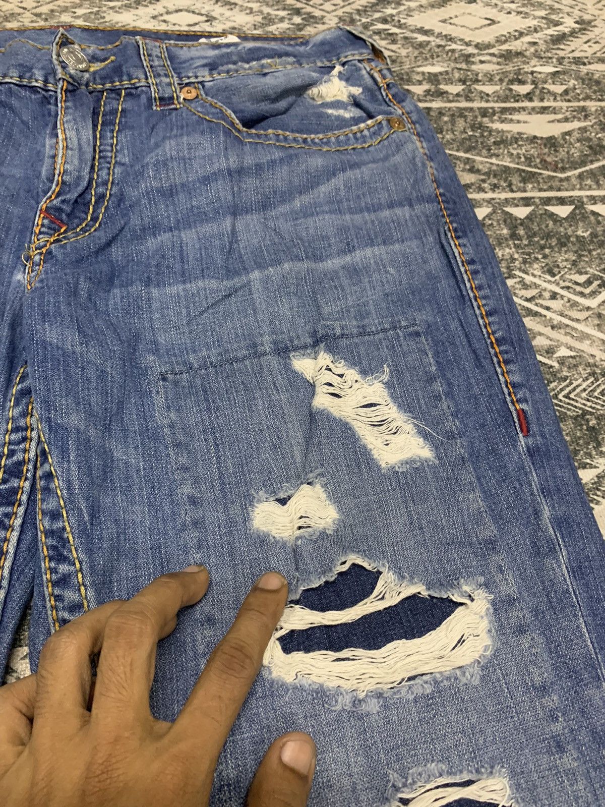True Religion 🔥RARE🔥TRUE RELIGION RARE DISTRESSED STYLE DENIM PANT Size US 34 / EU 50 - 5 Thumbnail
