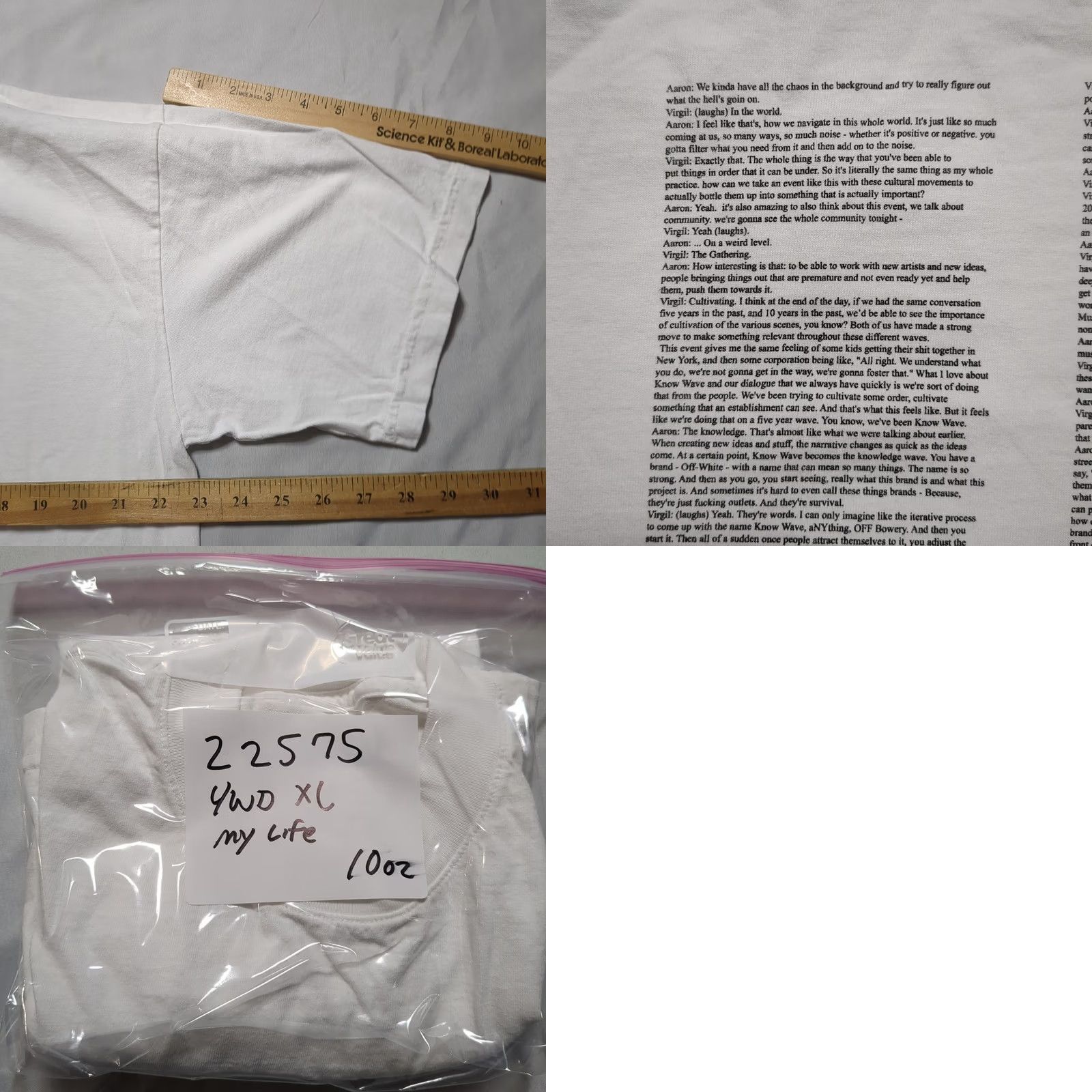Vintage 4WD x Canary Yellow Virgil Abloh Conversations T-Shirt XL White Crew Neck Short Sleeve Graphic Print Logo Limited Edition Mens Fashion 2021 Rare Size US XL / EU 56 / 4 - 8 Thumbnail