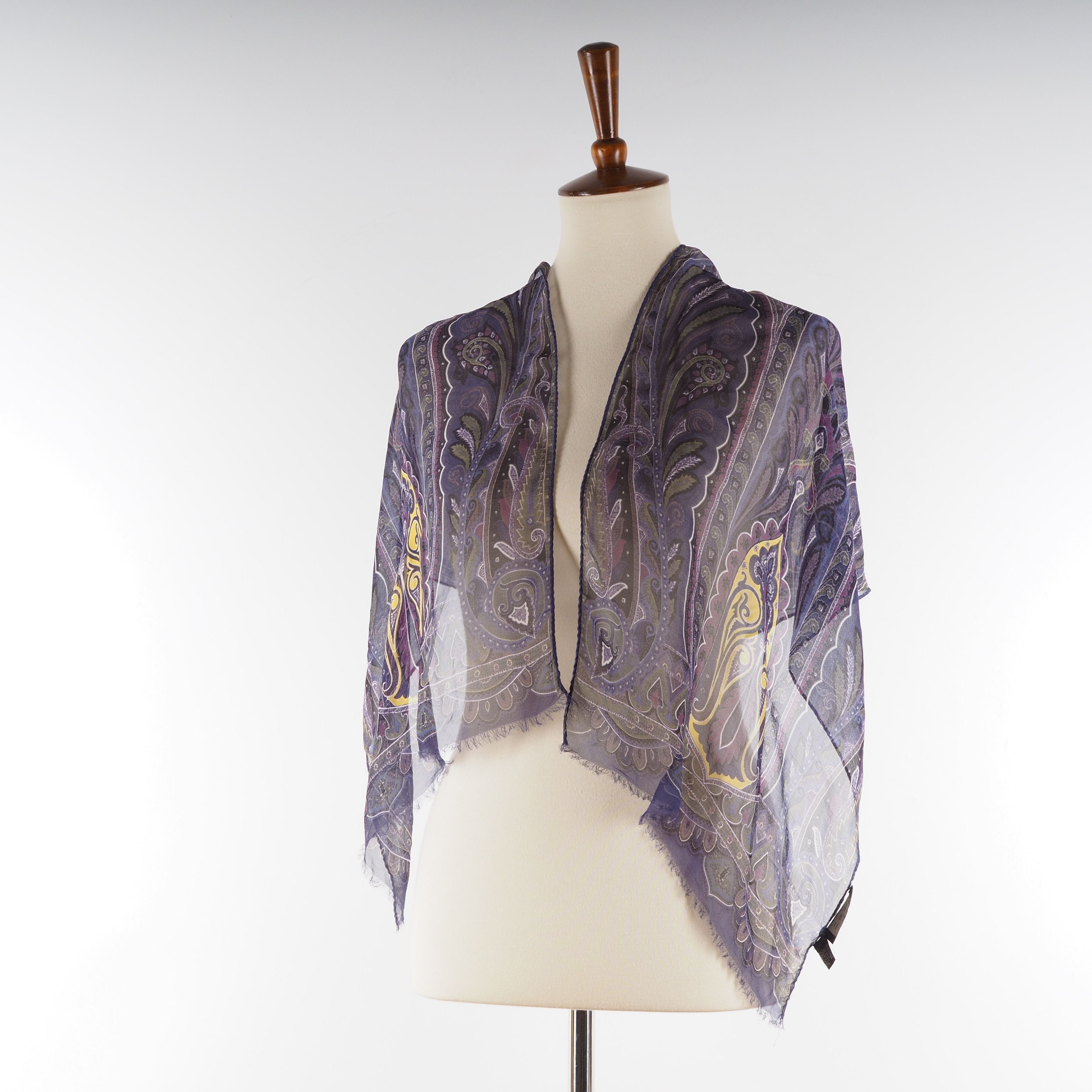 Etro ETRO Women's Purple Multicolor Paisley Silk Scarf Shawl Wrap Size ONE SIZE - 1 Thumbnail
