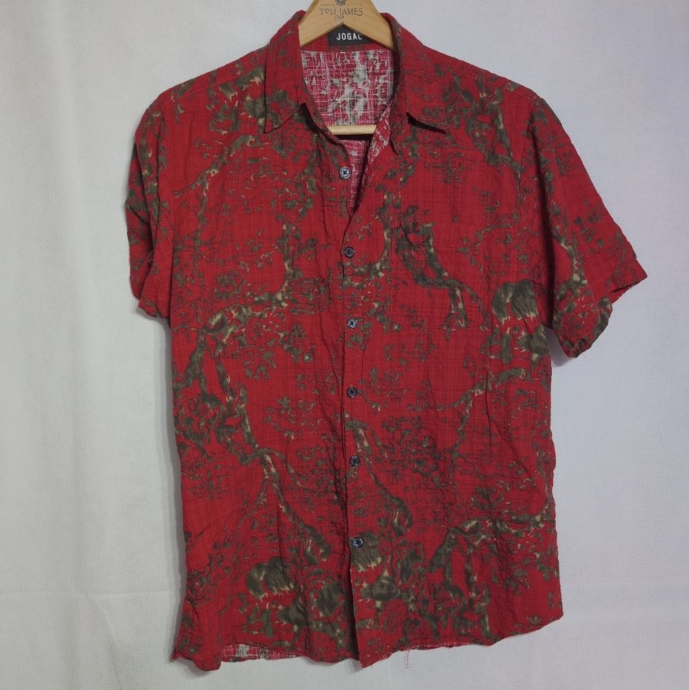 Vintage Jogal Red and Green Hawaiian Casual Shirt Sz L Size US L / EU 52-54 / 3 - 3 Thumbnail