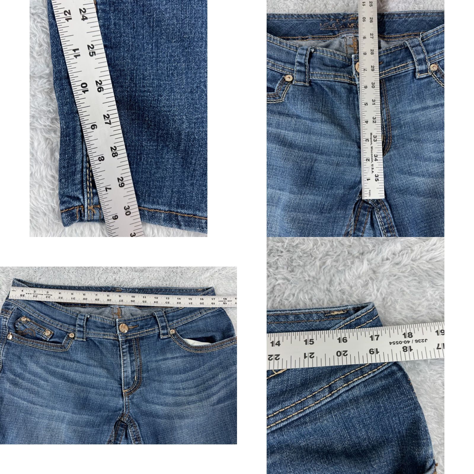 Vintage Vintage Seven7 Women’s Blue Denim Straight Leg Jeans 33x30 Low Rise Cotton Blend Size 24" / US 00 / IT 34 - 8 Thumbnail