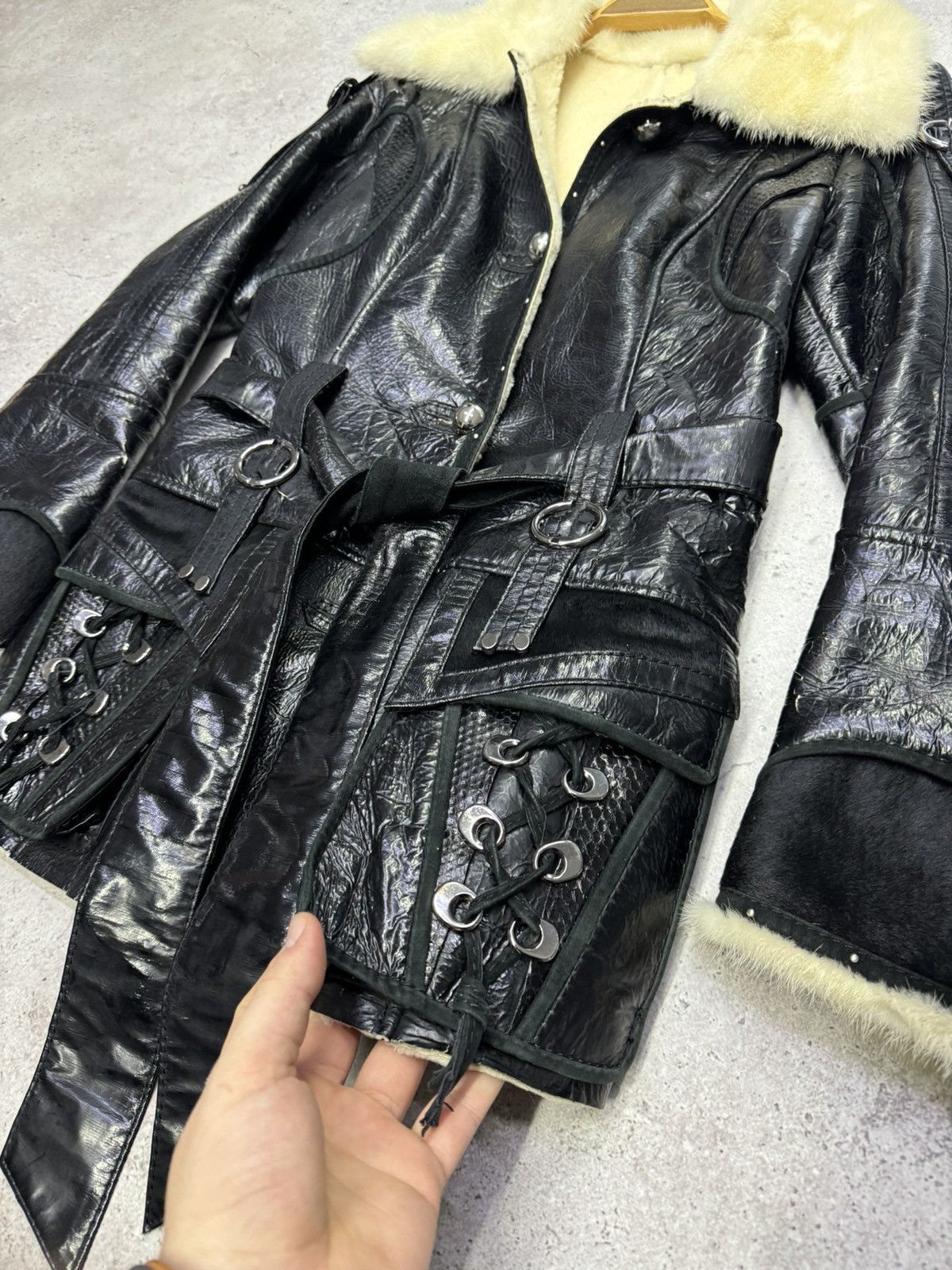 14th Addiction Vintage Patent Leather Bandage Fur Jacket Size US S / EU 44-46 / 1 - 9 Thumbnail