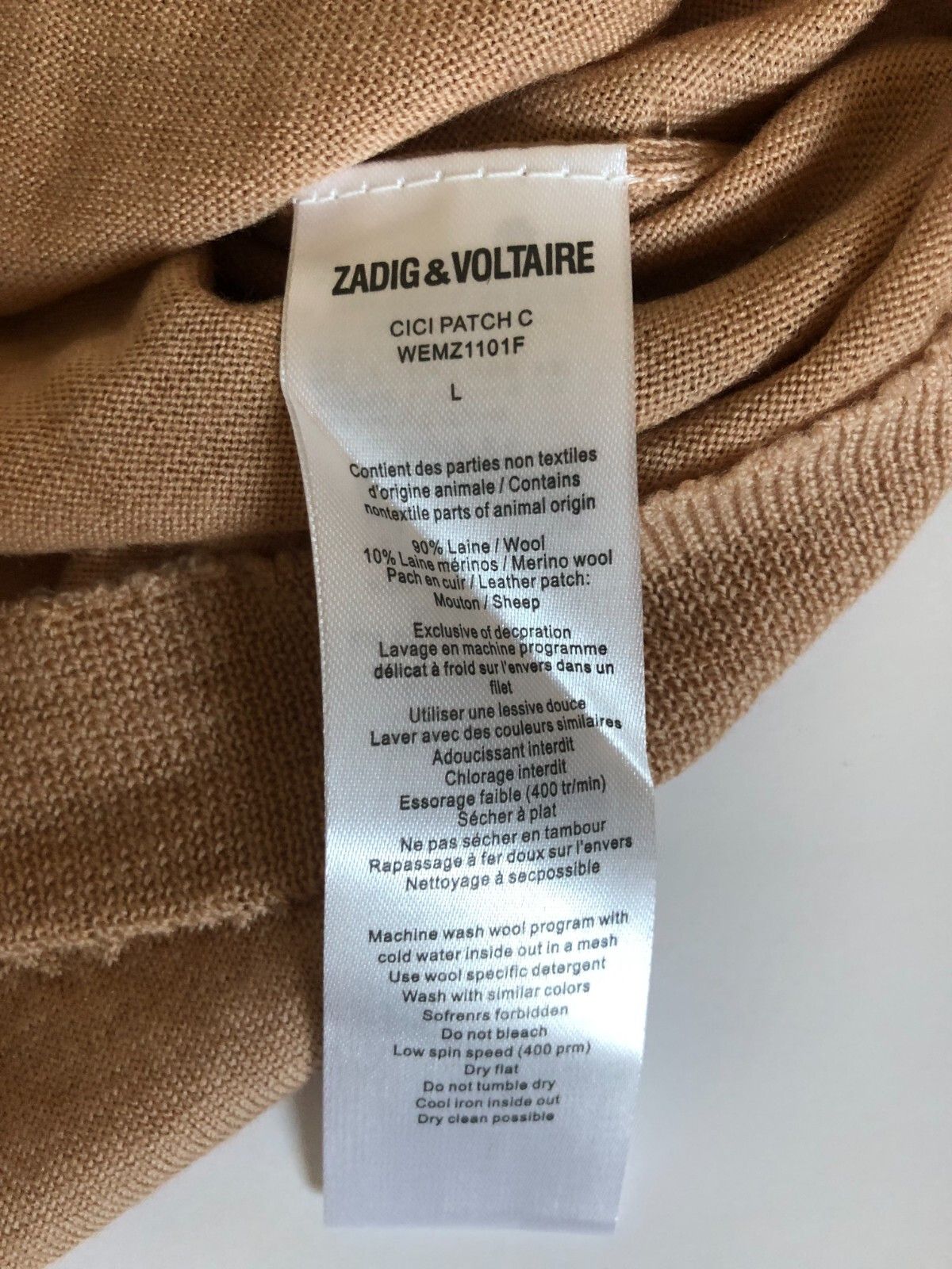 Zadig & Voltaire Zadig & Voltaire Camel Metal Sculp L Wool Sweater Size L / US 10 / IT 46 - 6 Thumbnail